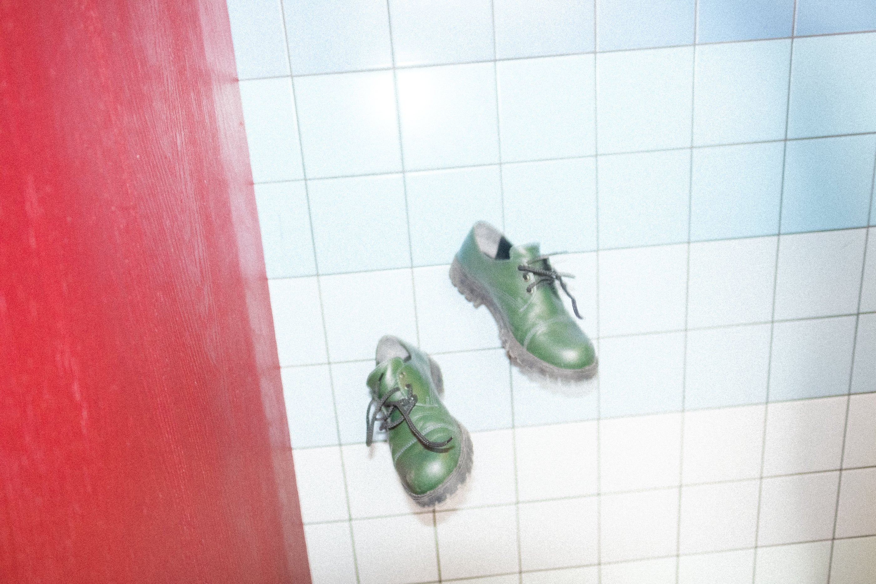 Chaussures unisexes en cuir véritable vert sapin OmaKing, vue du dessus