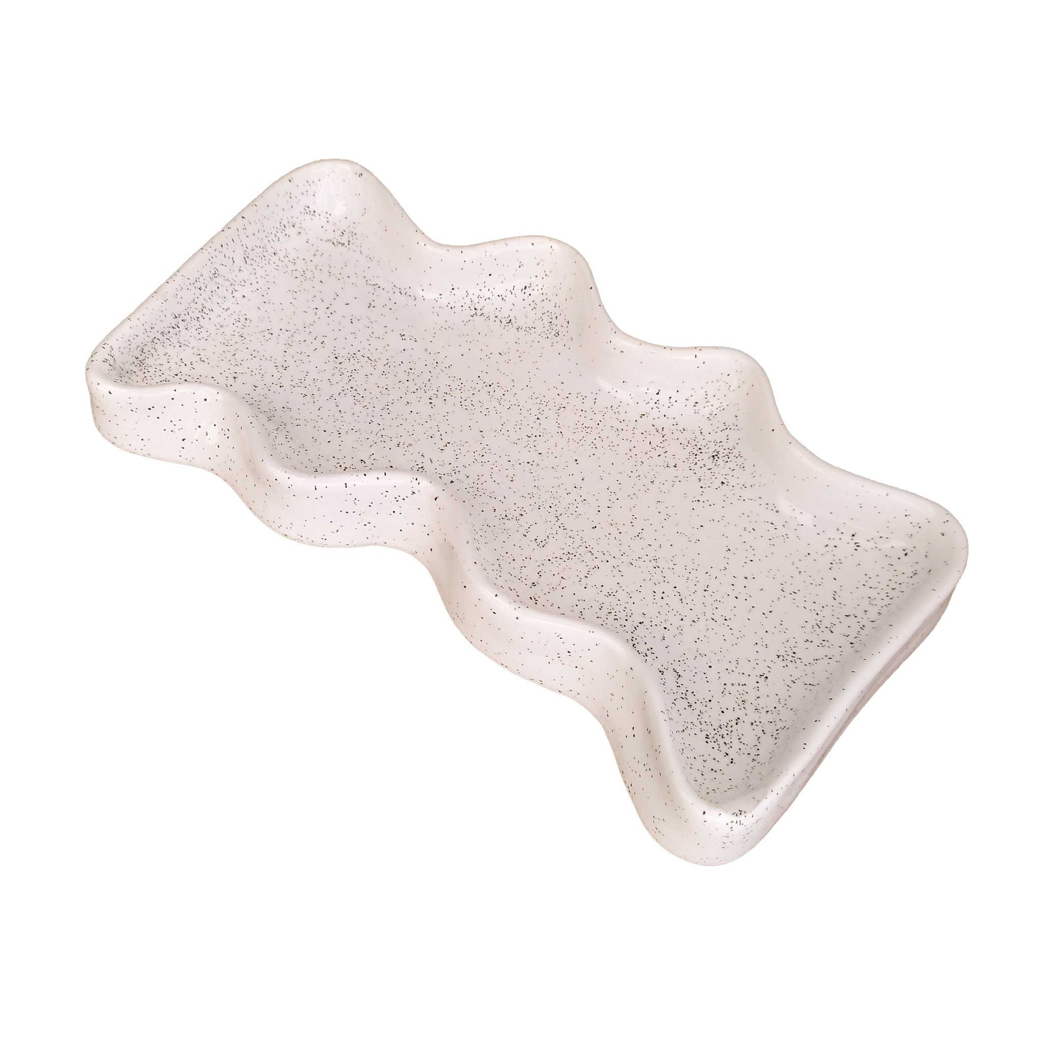 Plateau céramique vague rectangulaire blanc, vue finale