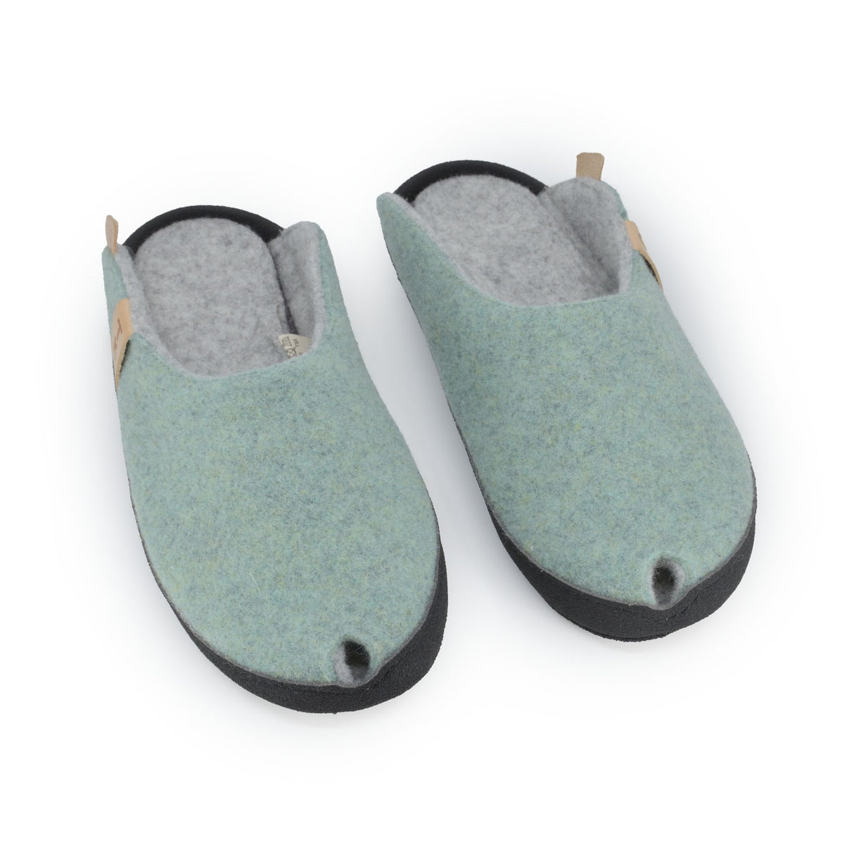 Chaussons en feutre de laine vert menthe - TOKU Brussels, photo 2