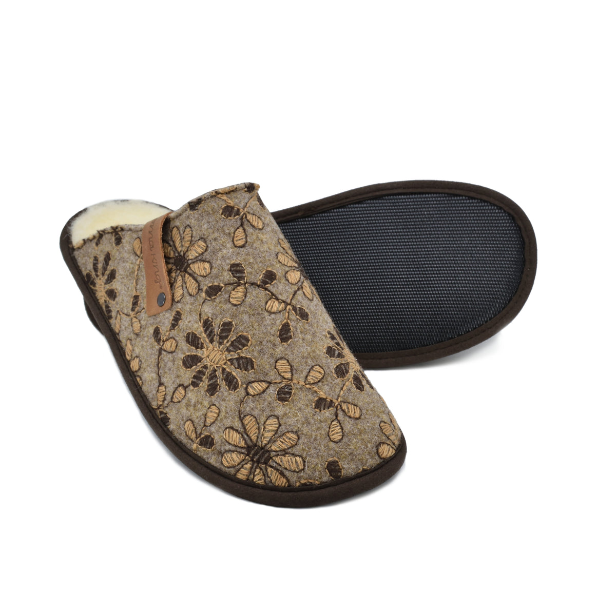 Chaussons en feutre naturel à motif floral (v2) - Jugu, photo 3