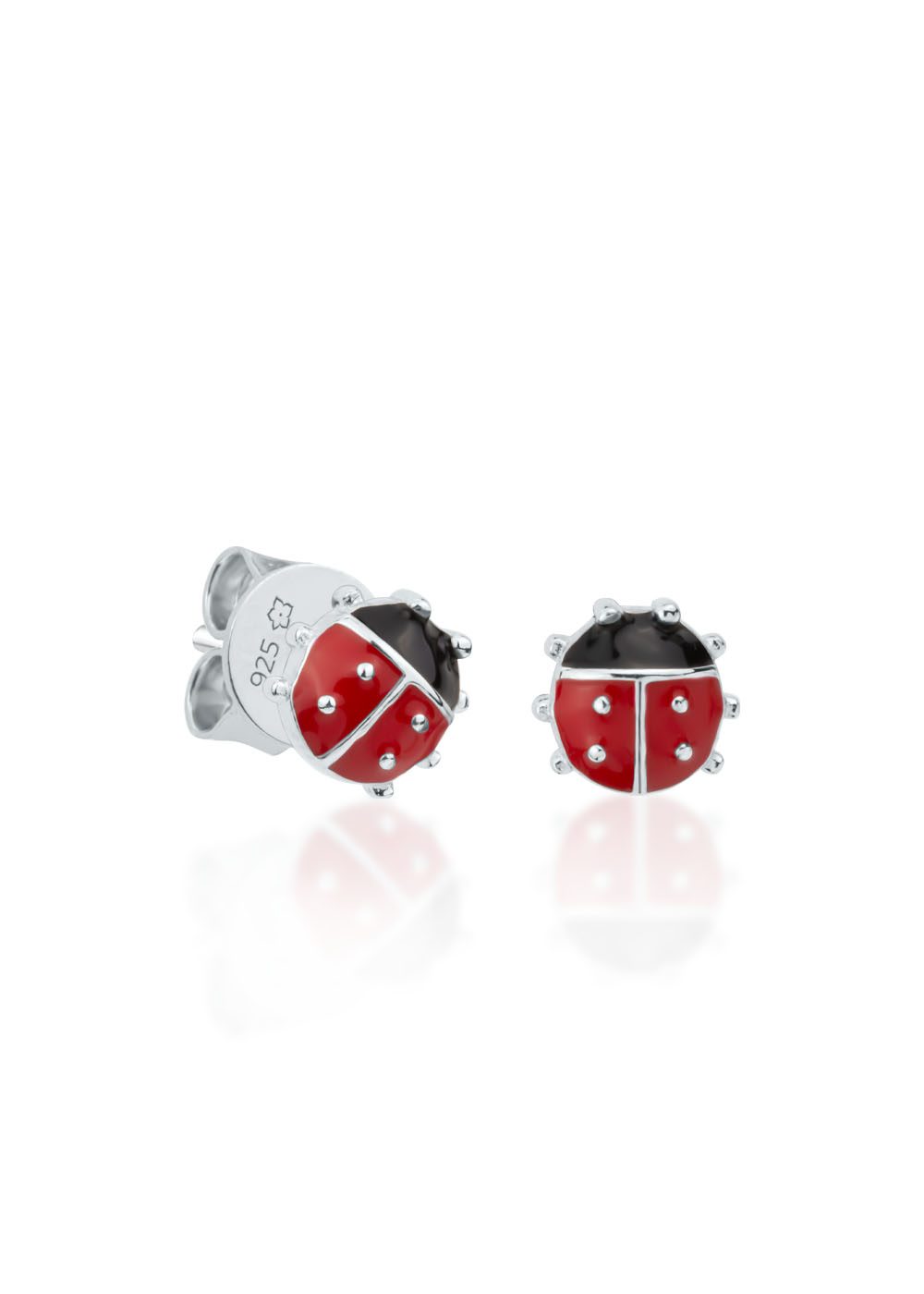 Boucles d'oreilles enfants Dondella en argent 925 motif coccinelle, vue produit