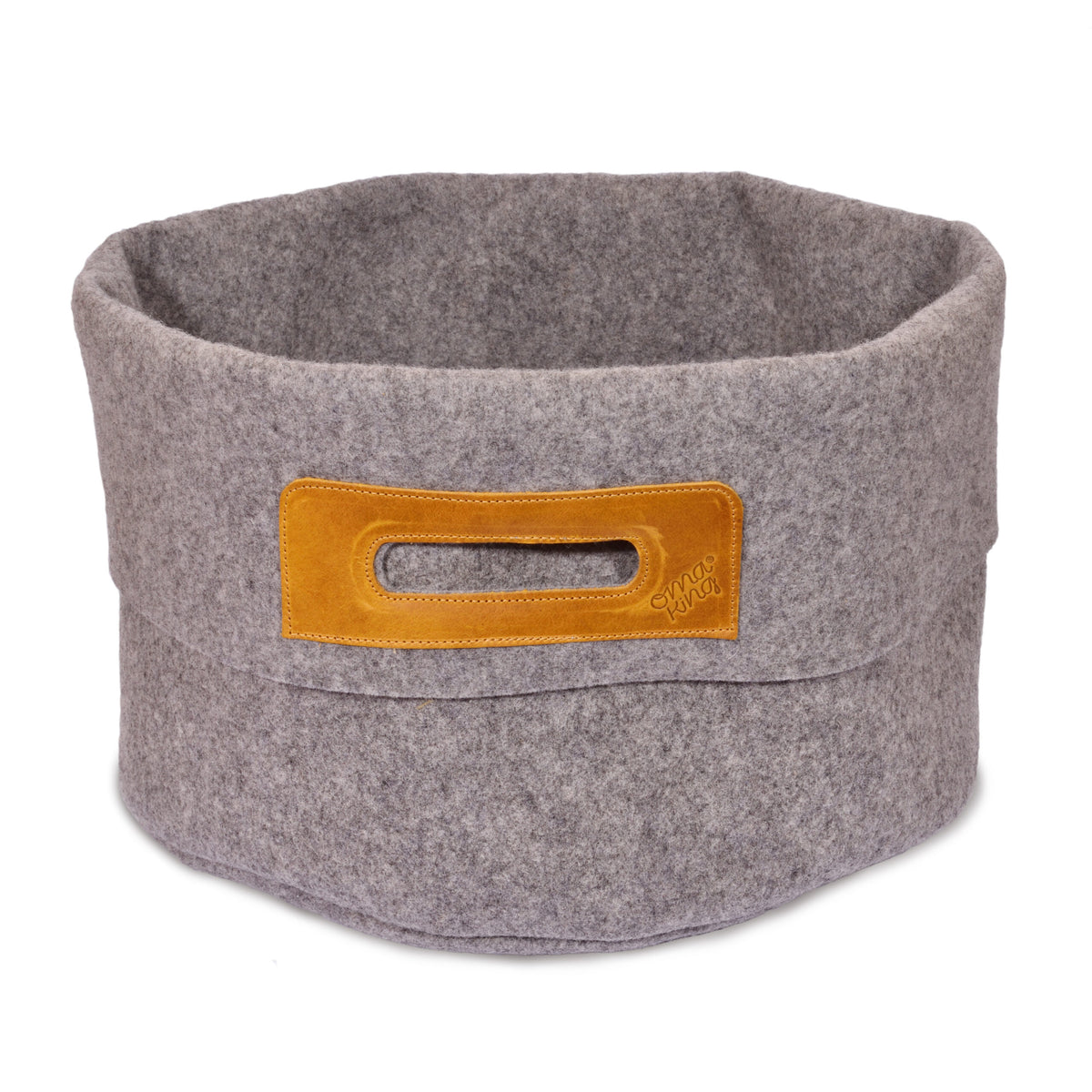 Panier en feutre de laine gris et cognac - Omaking, 24 L, photo 1