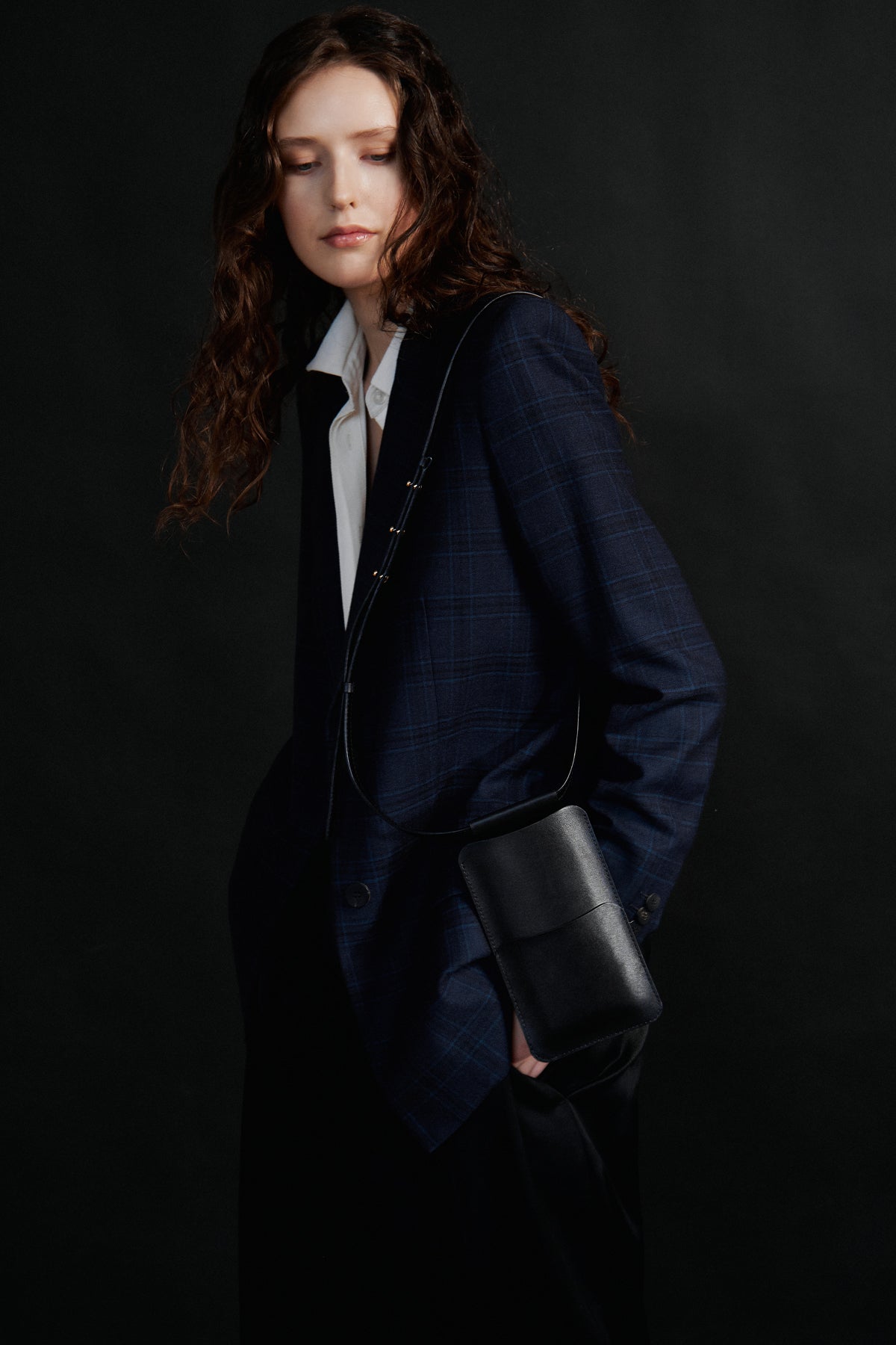 Étui pour téléphone en cuir noir