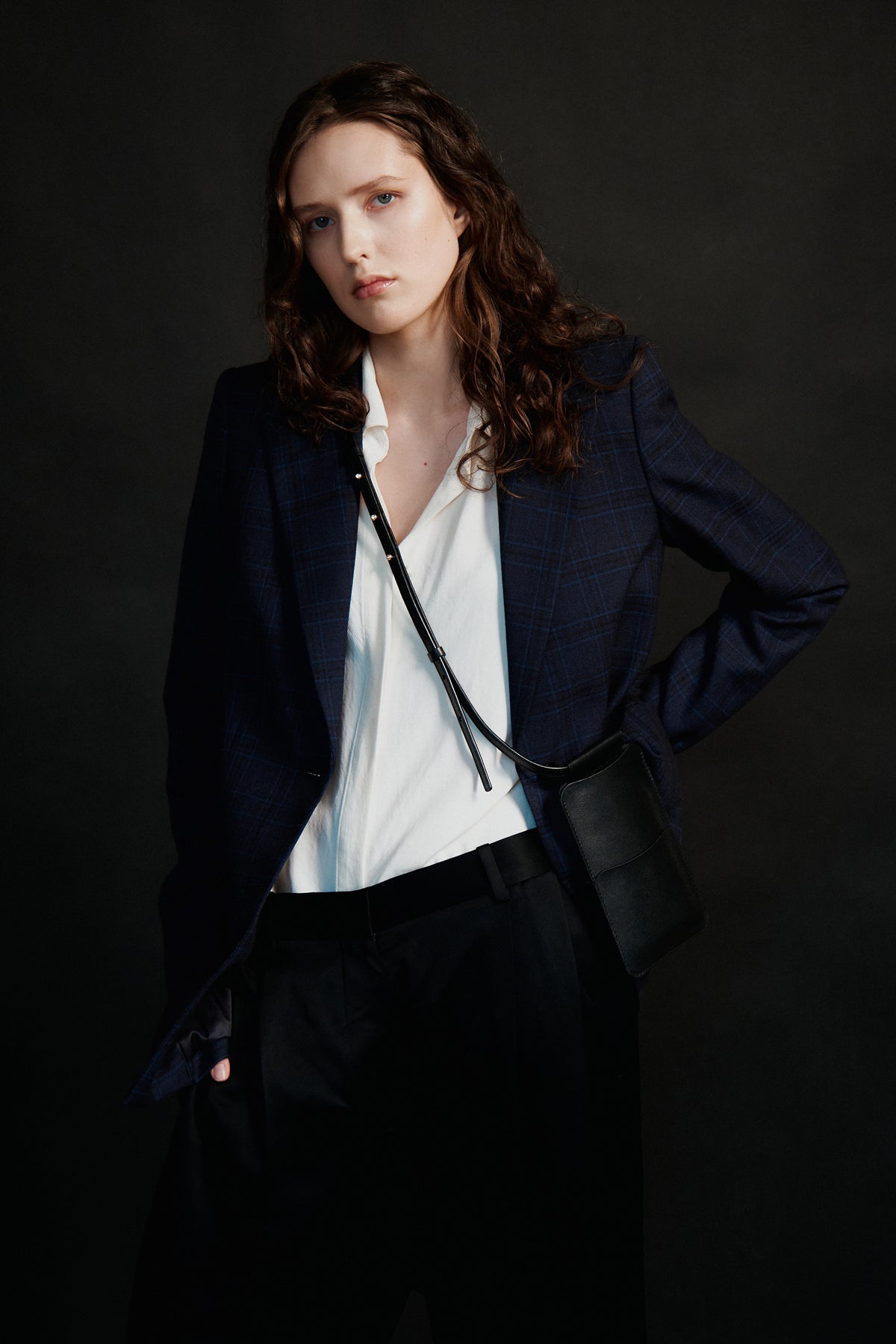 Étui pour téléphone en cuir noir