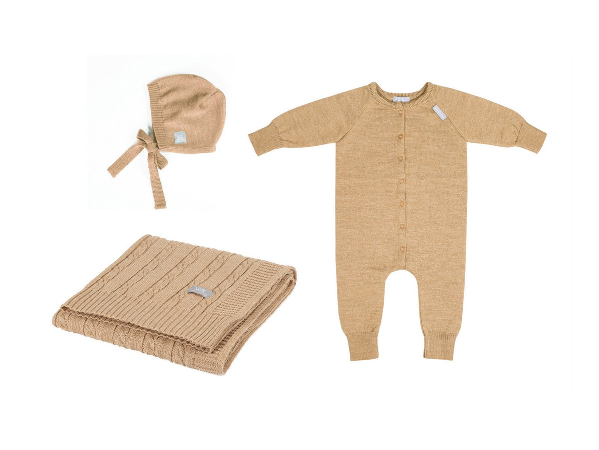 Coffret naissance JOY, couverture, combinaison et bonnet, Wool In Love