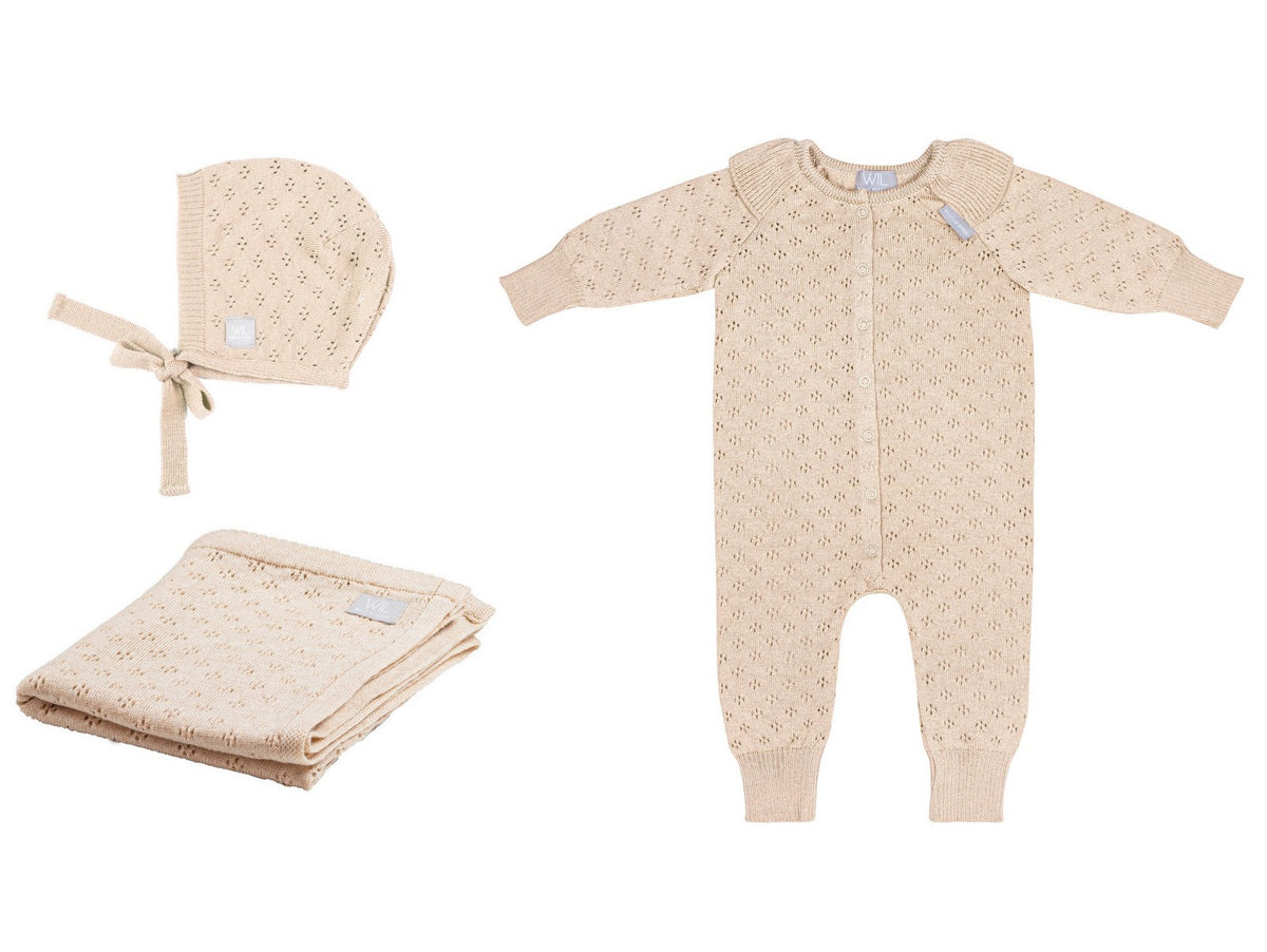 Coffret naissance LOVE, couverture, combinaison et bonnet, Wool In Love