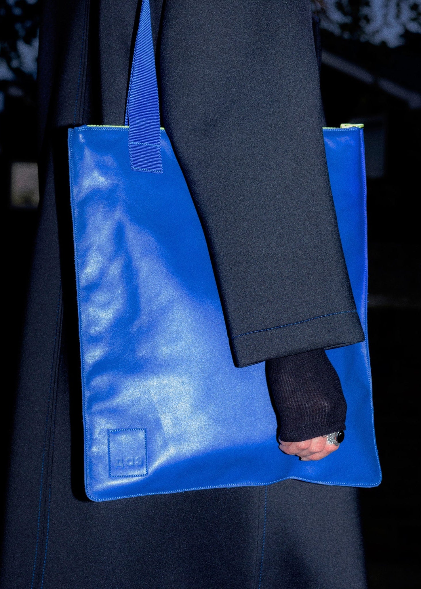 Handmade Leather Tote - Royal Blue