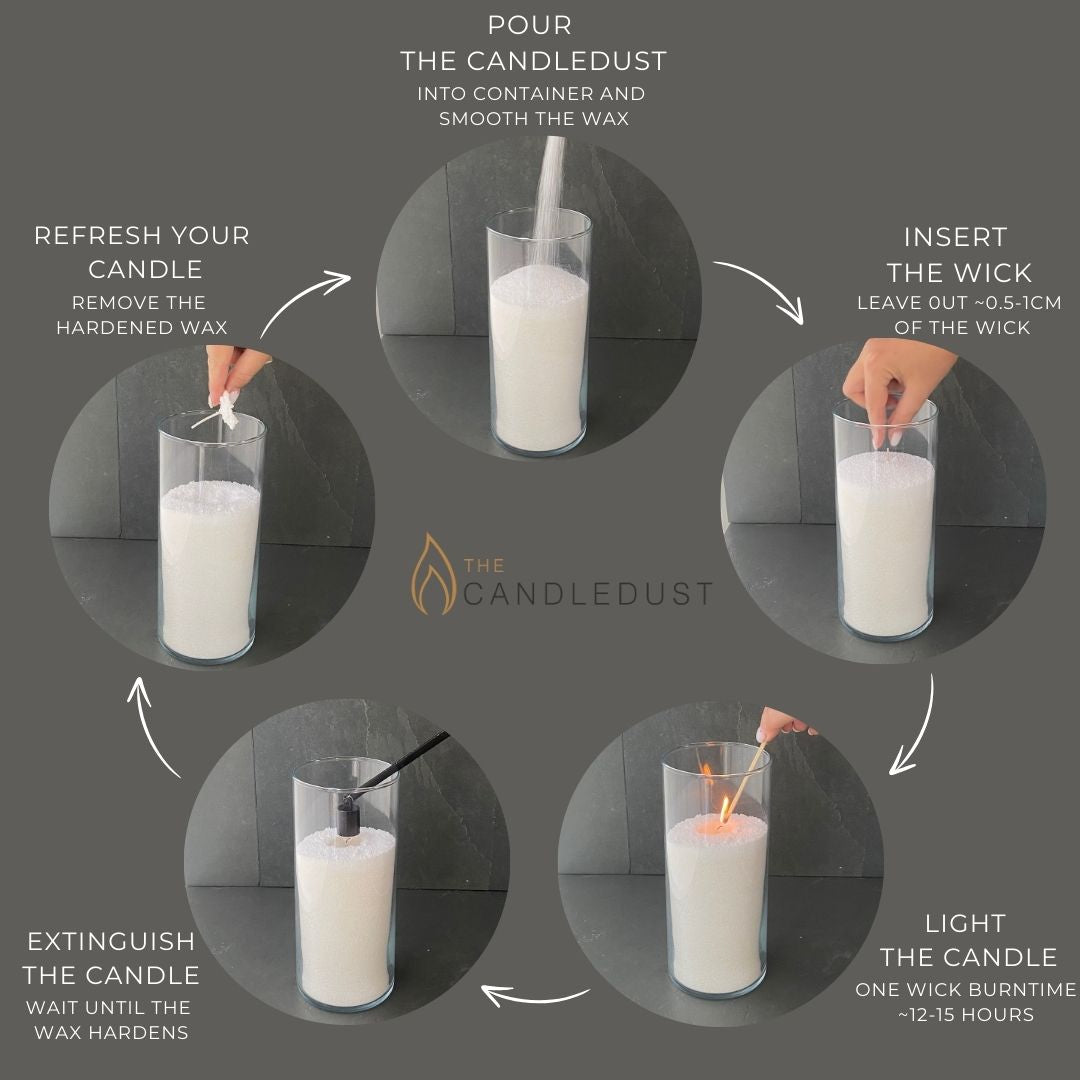 Mèches supplémentaires pour bougie en poudre Candledust, 80 pièces de 5 cm