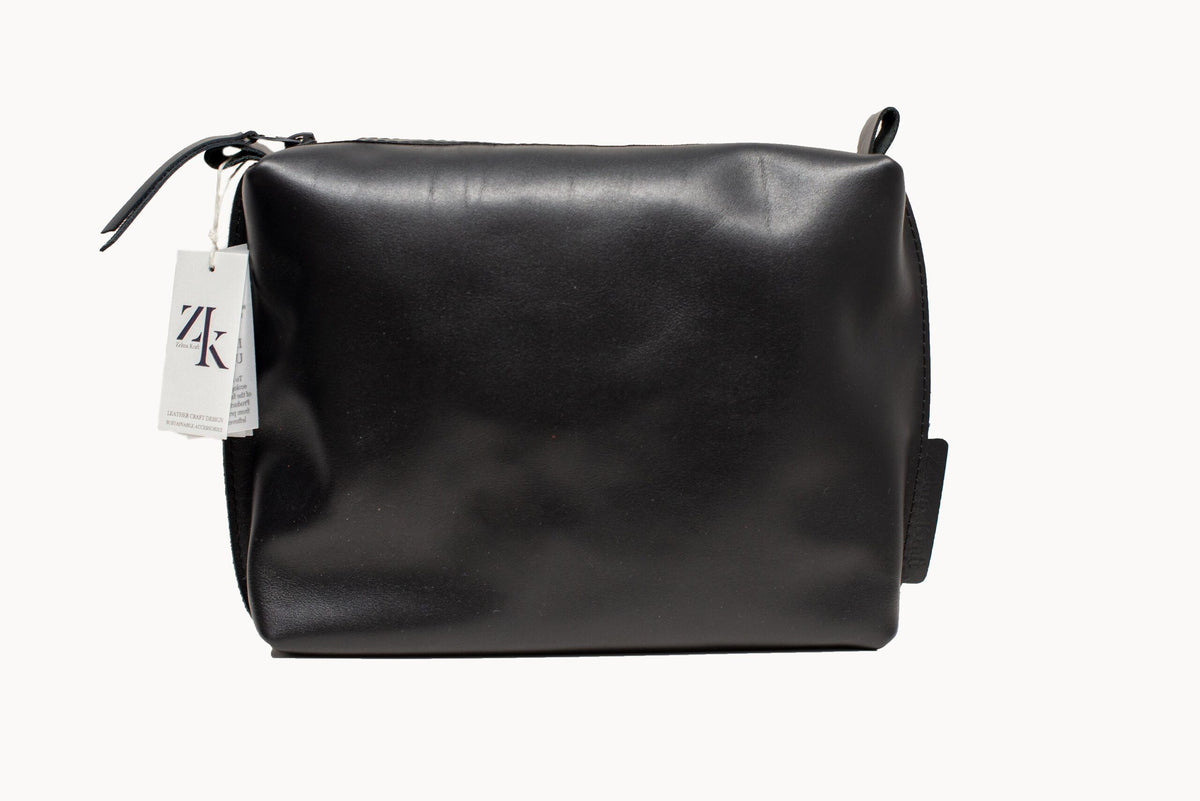 Trousse cosmétique en cuir noir, grand format