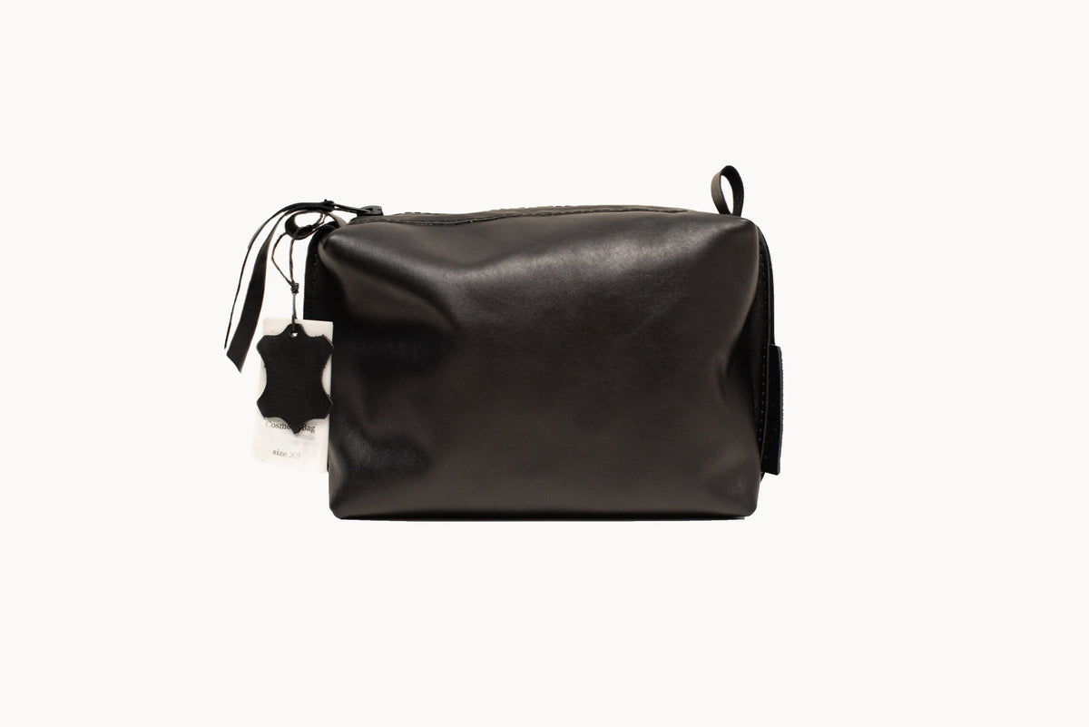 Trousse cosmétique en cuir noir, format moyen