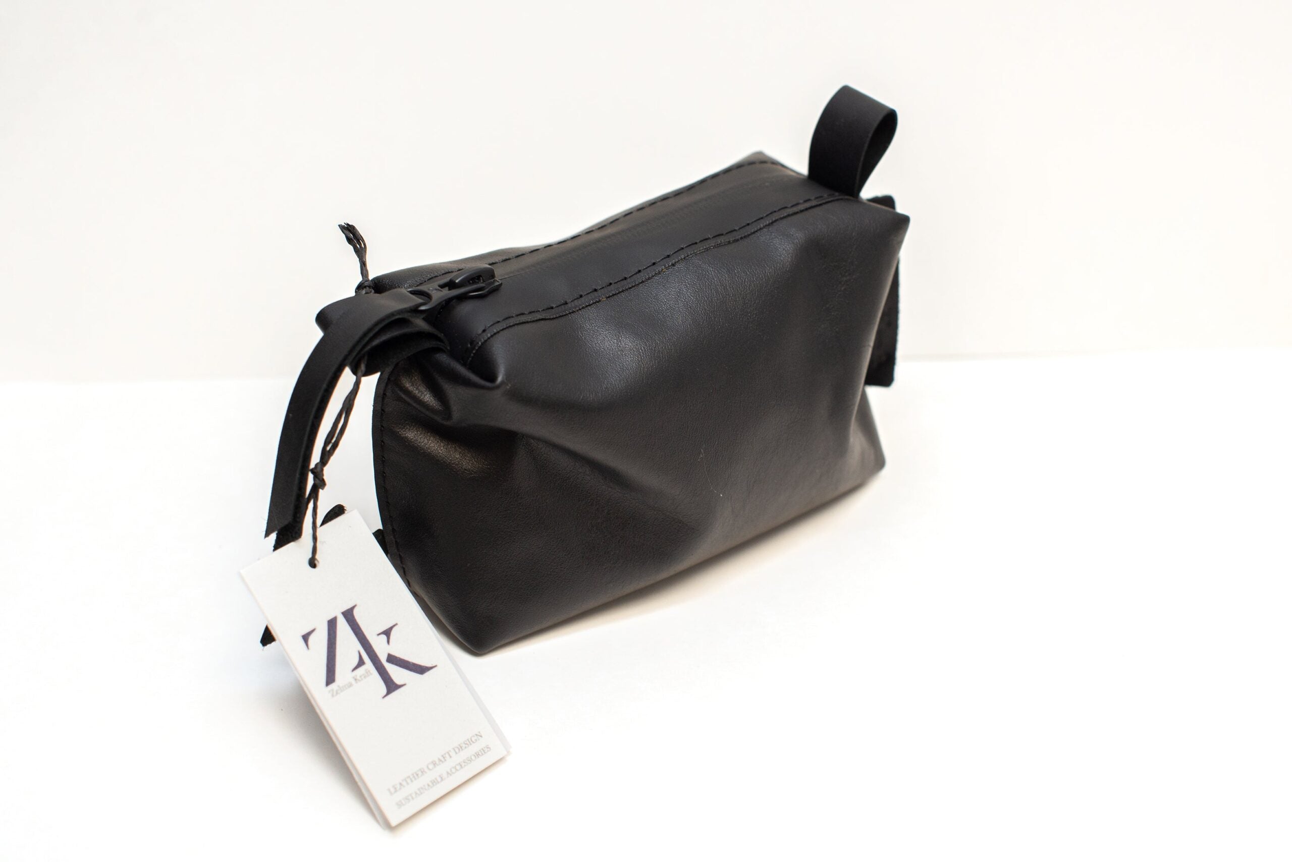Trousse cosmétique en cuir noir, petit format, vue 4