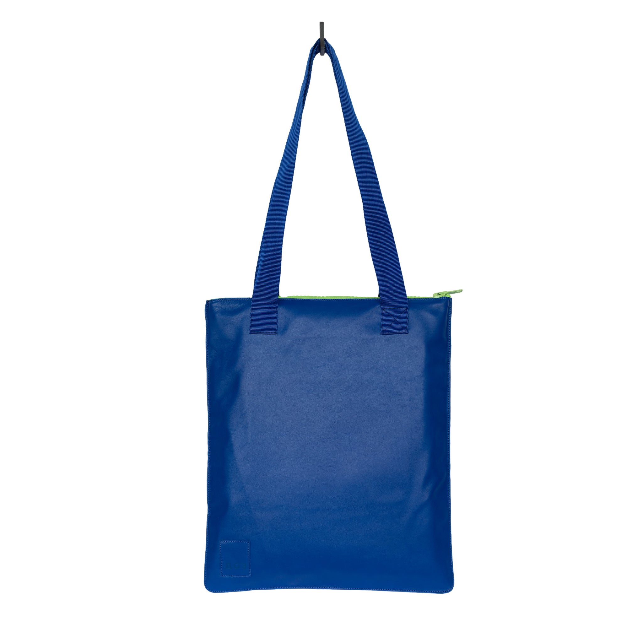 Sac cabas en cuir fait main bleu électrique
