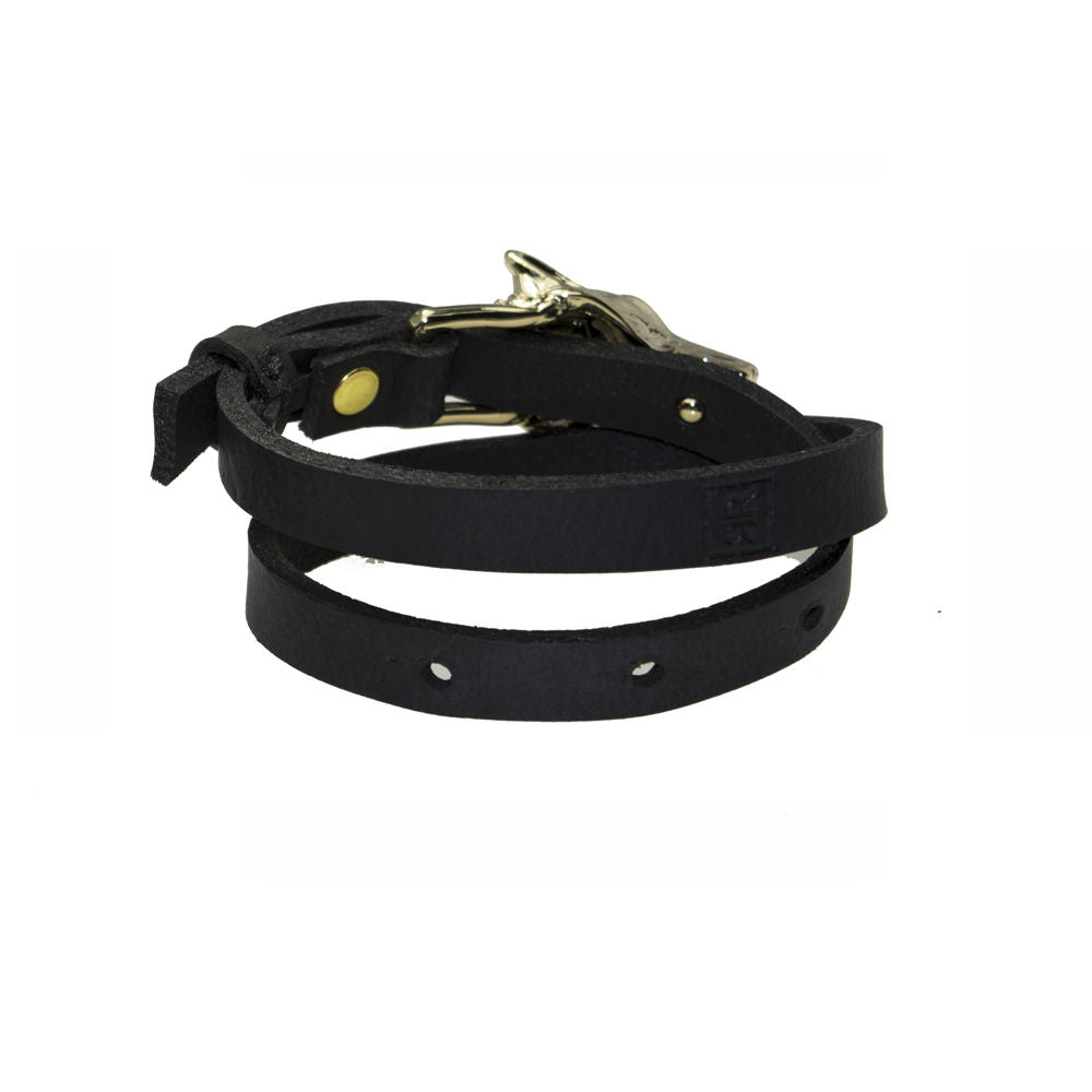 Bracelet en cuir modèle Wolf finition or, vue alternative