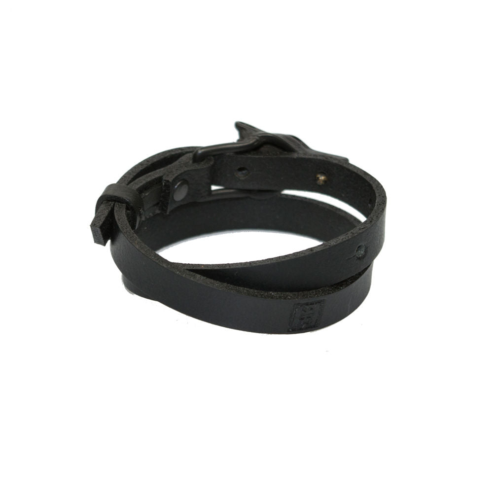 Bracelet en cuir modèle Wolf finition noir mat, vue alternative