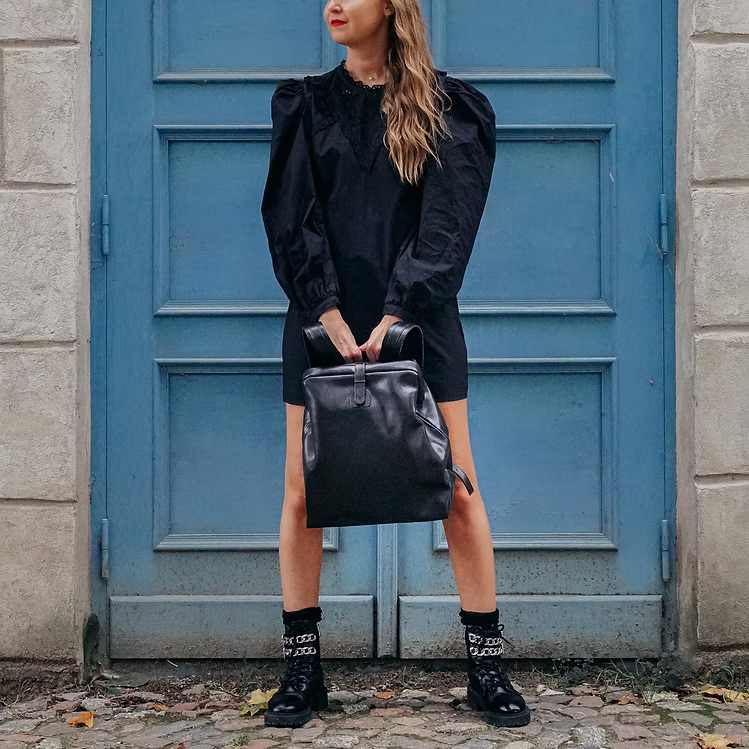 Sac à dos en cuir noir