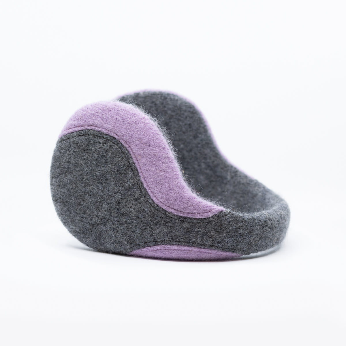 Cache-oreilles HERTTA en laine feutrée gris moyen et lilas, vue alternative