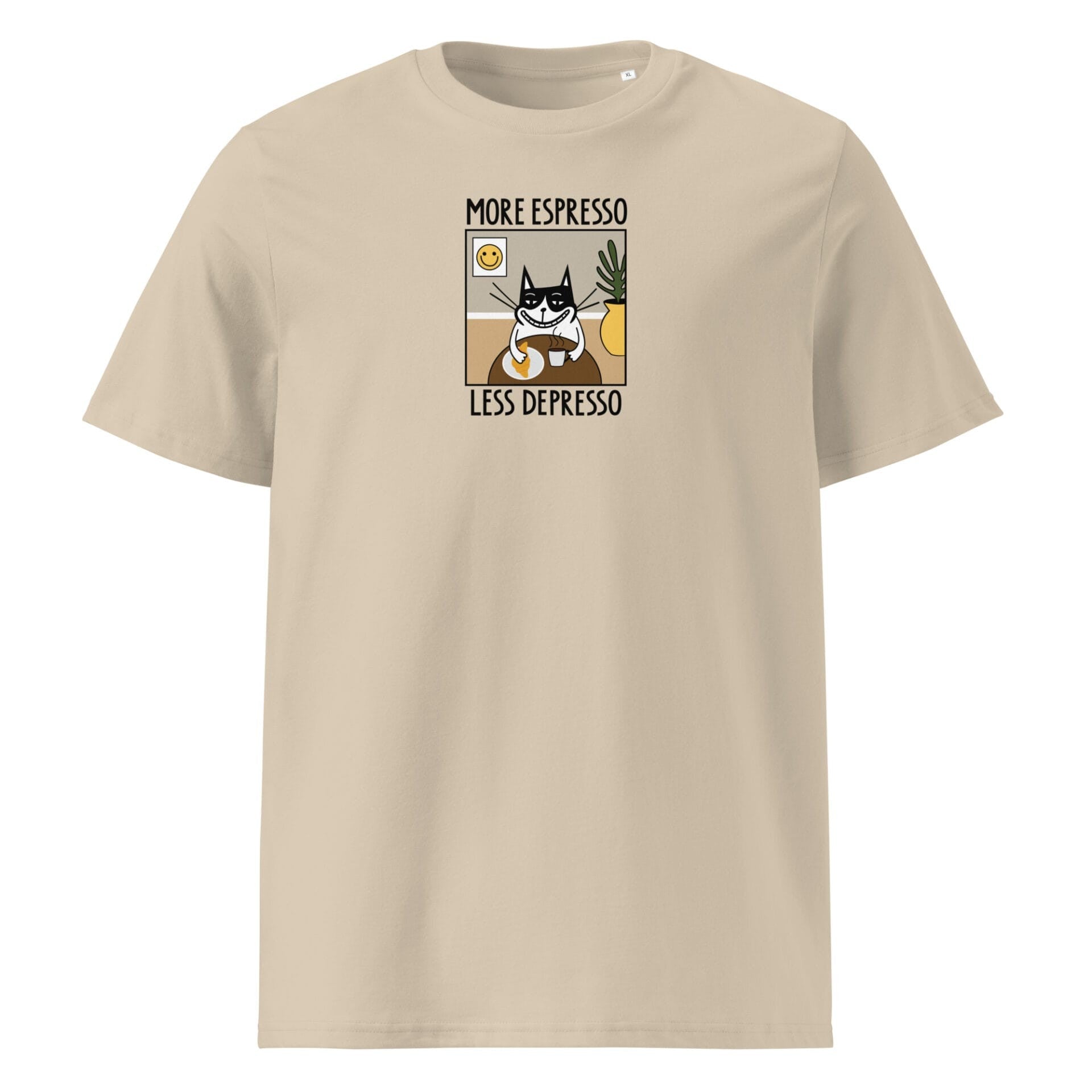 T-shirt unisexe imprimé More Espresso Less Depresso, vue détaillée