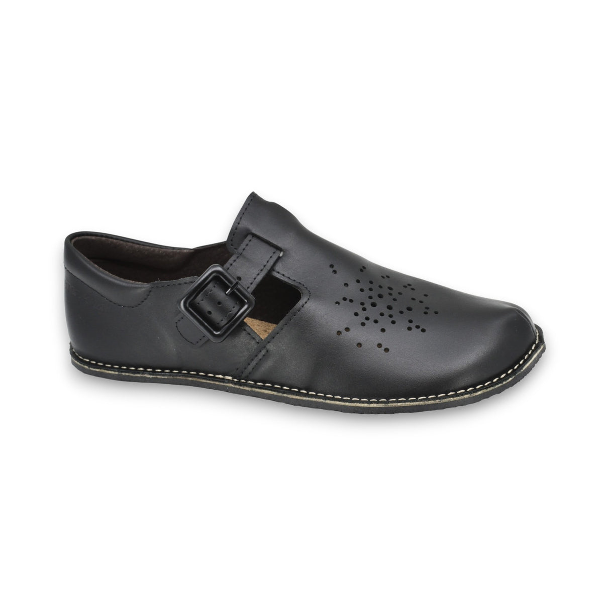 Chaussures minimalistes en cuir noir Kuuda, photographie 1