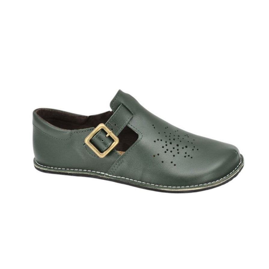 Chaussures minimalistes en cuir vert foncé Kuuda, photographie 6