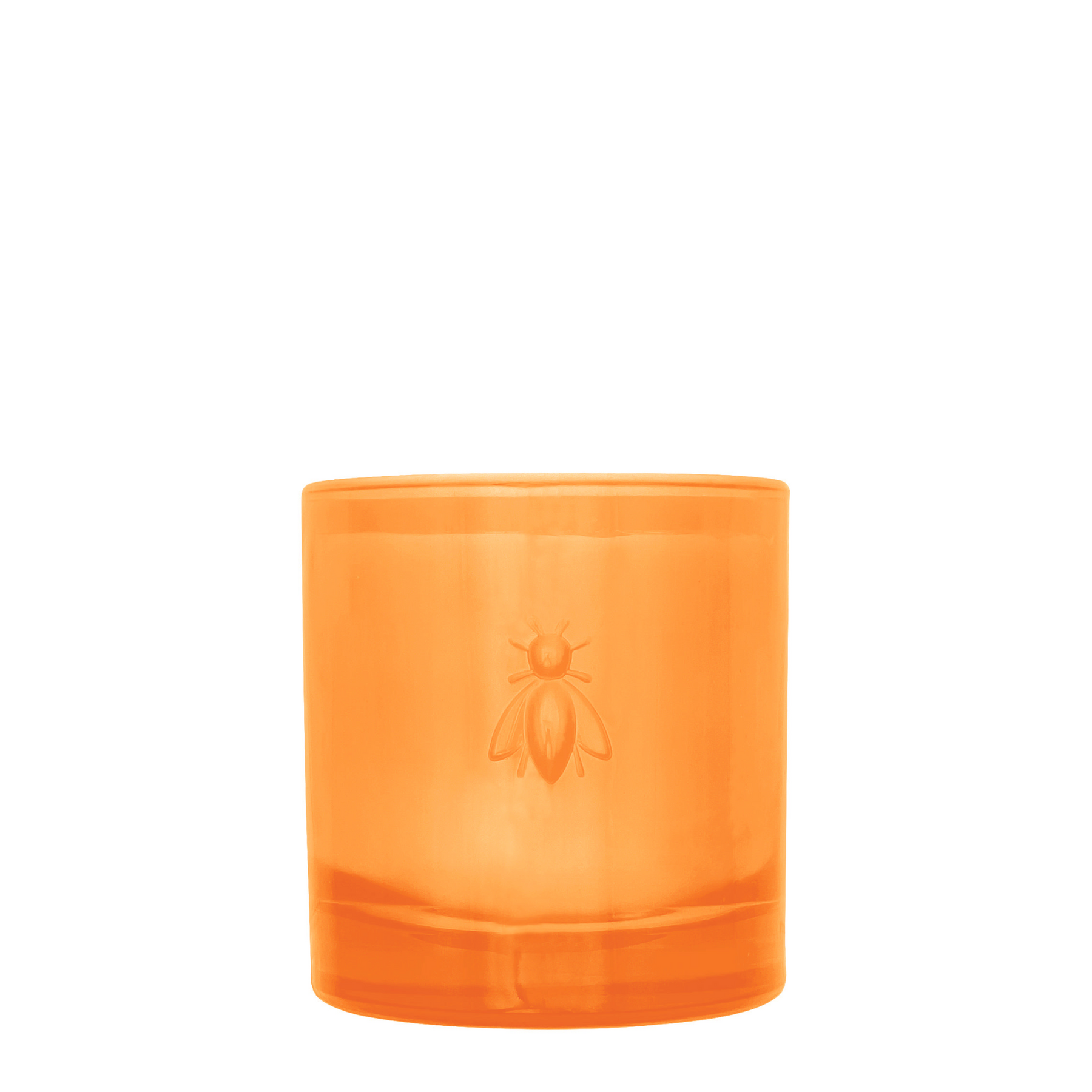 Bougie parfumée au jasmin Bee Candle Fleur d'Azur, contenant blanc épais, étiquette bleu pastel