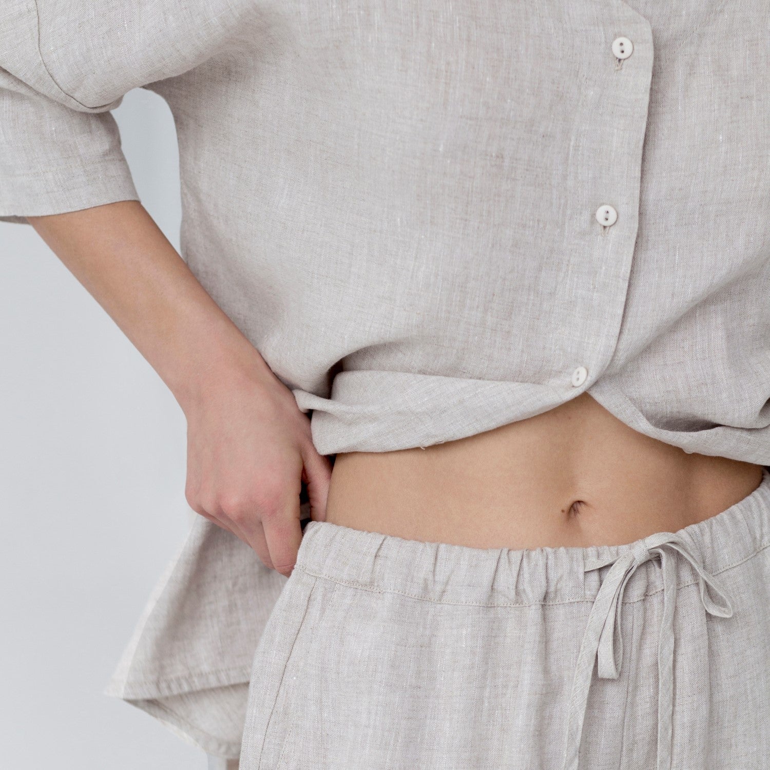 Ensemble loungewear en lin Primrose Linen Tales coloris chiné, vue alternative