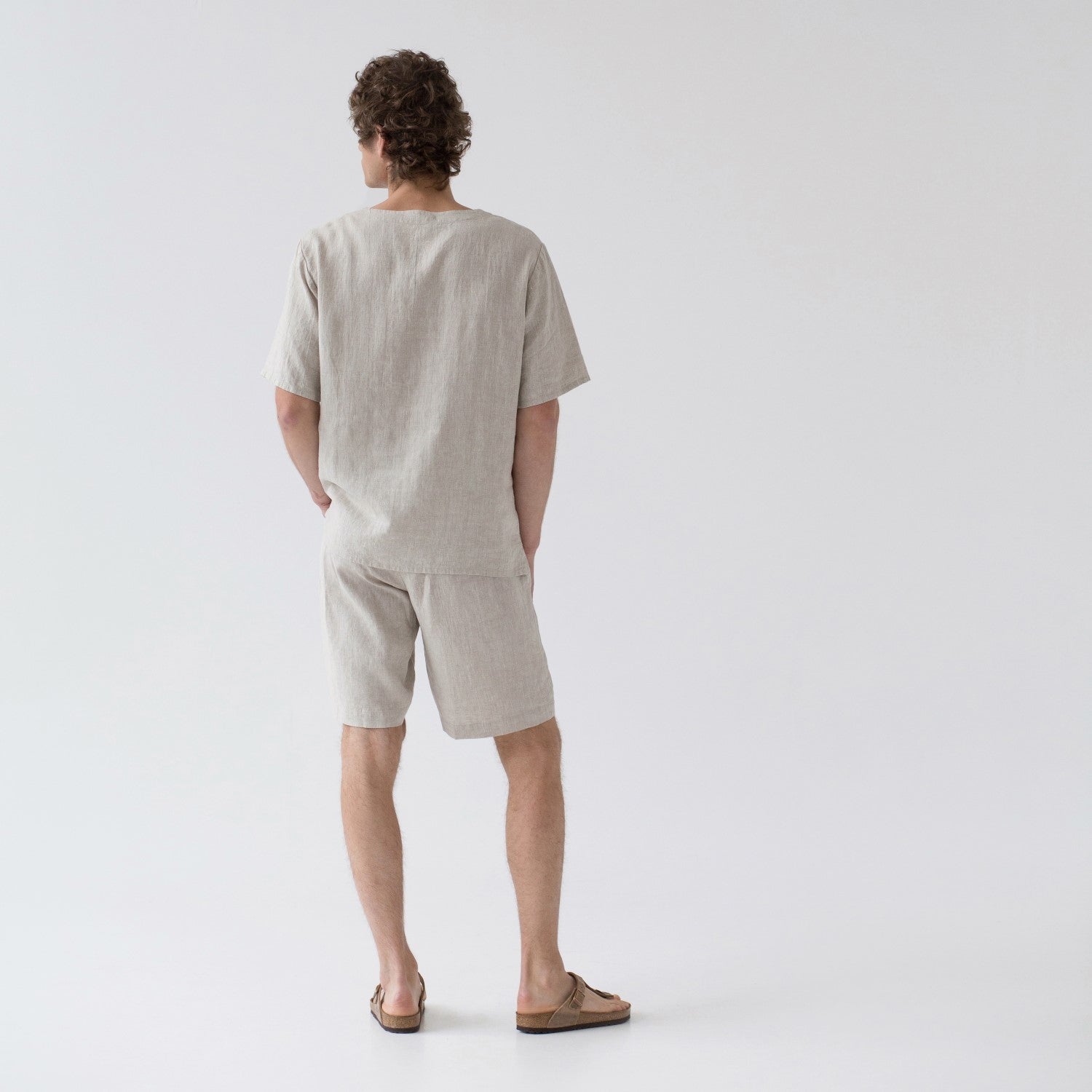 Ensemble pyjama en lin Fern Linen Tales coloris chiné, vue alternative produit