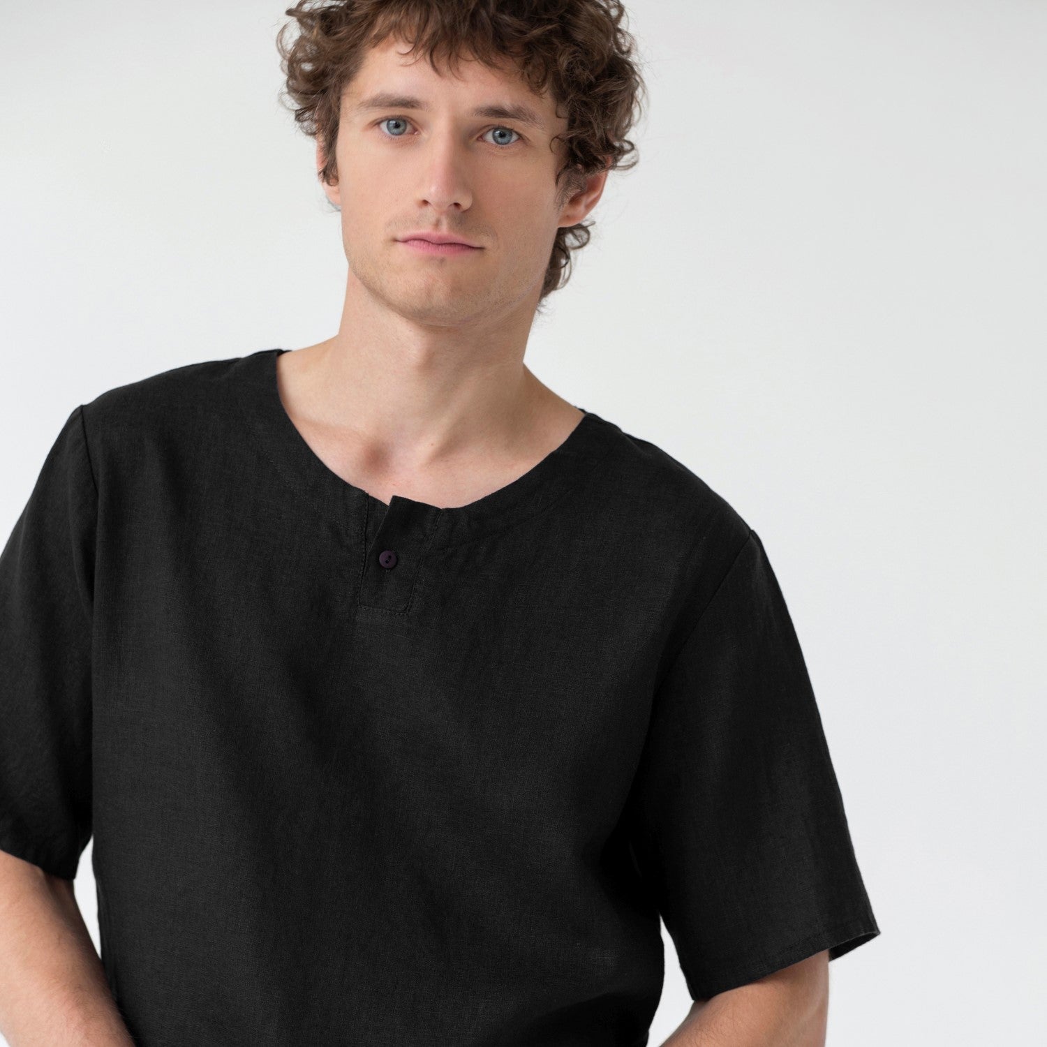 Ensemble pyjama en lin Fern Linen Tales coloris noir, vue alternative