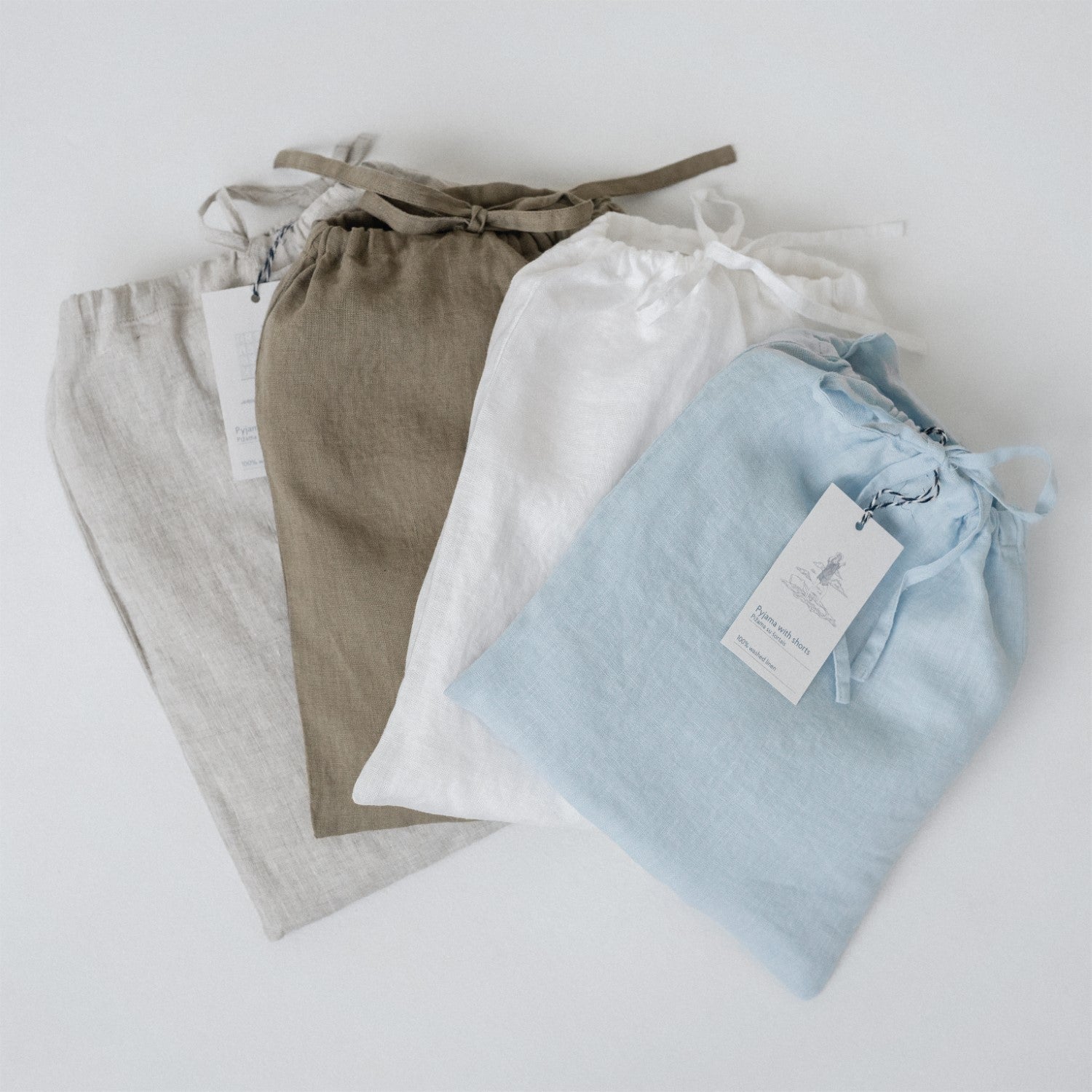 Ensemble pyjama en lin Verbena Linen Tales coloris chiné, vue produit