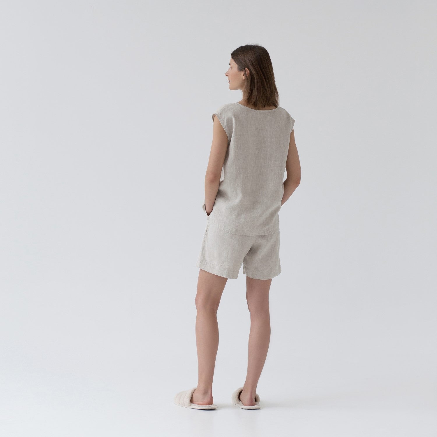 Ensemble pyjama en lin Verbena Linen Tales coloris chiné, vue alternative