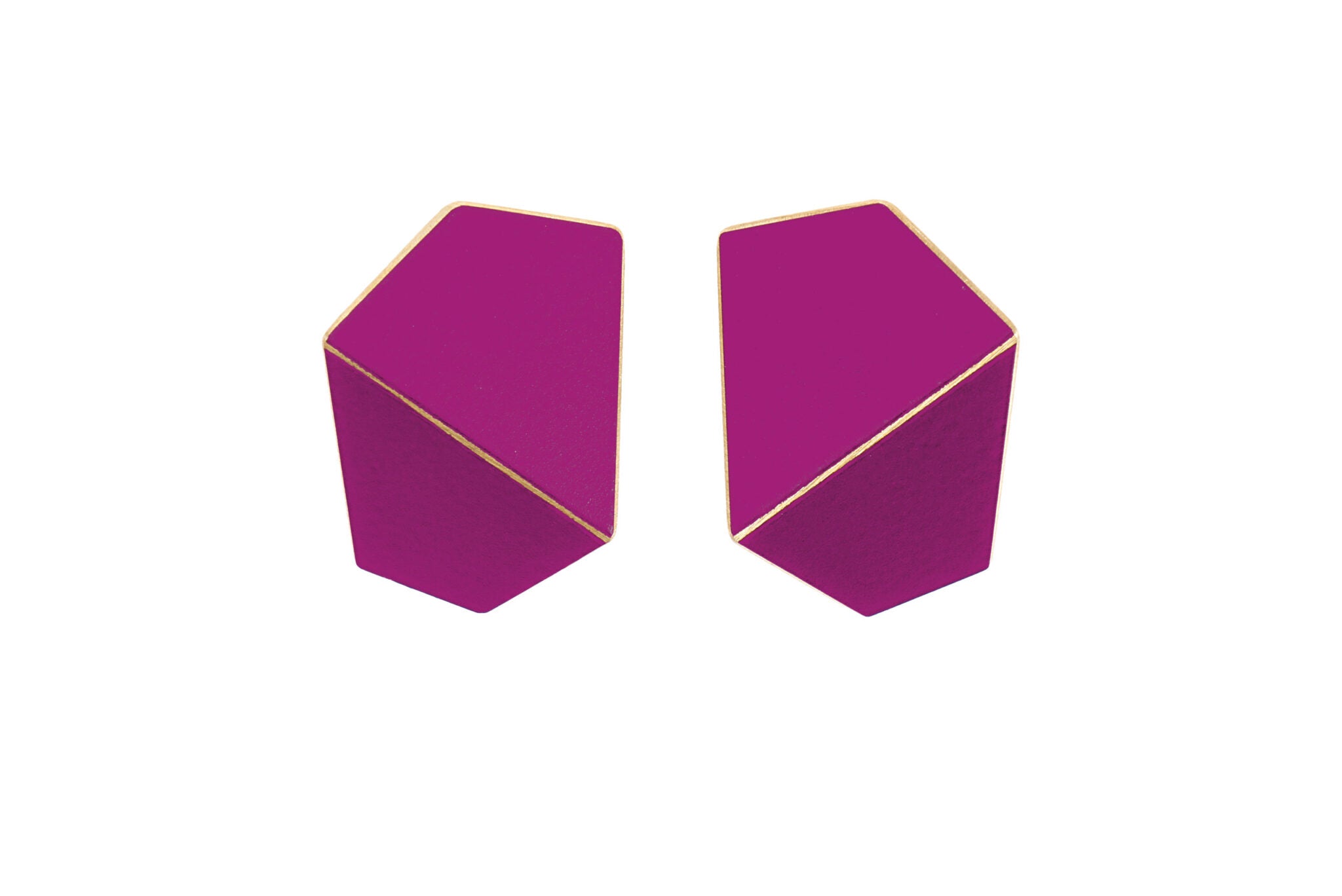 Boucles d'oreilles larges pliées modèle Folded Wide violet trafic, vue détaillée