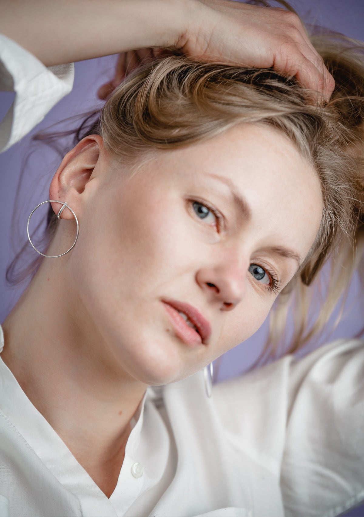 Boucles d'oreilles modèle LAYERS x2 en métal, vue détaillée