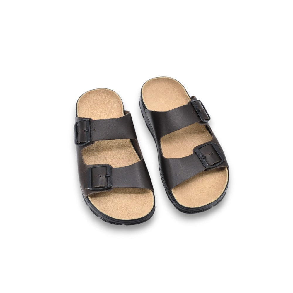 Sandales Meeliku en cuir marron foncé, vue de côté