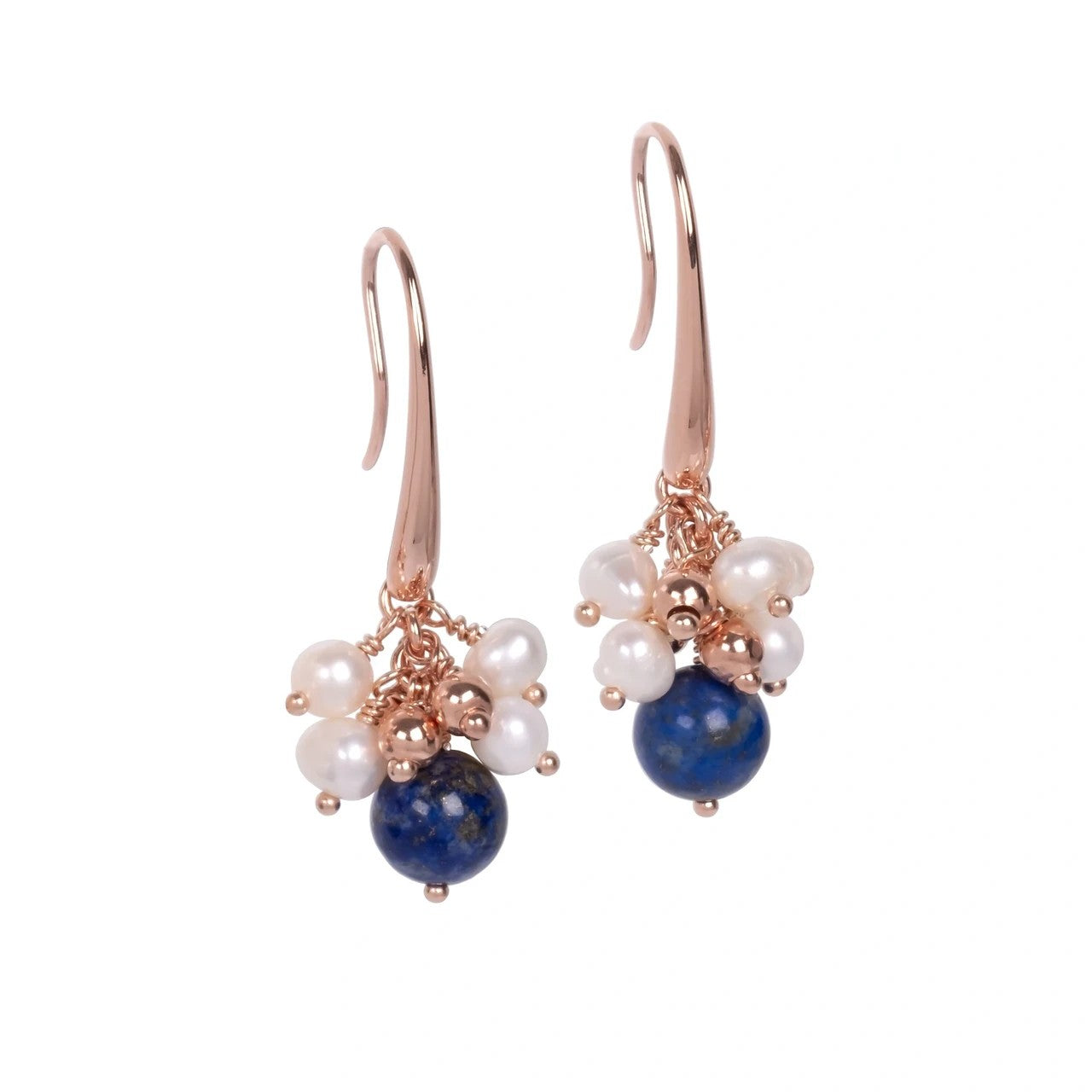Boucles d'oreilles myamoon modèle Cherie Lustre or rose et argent, vue produit