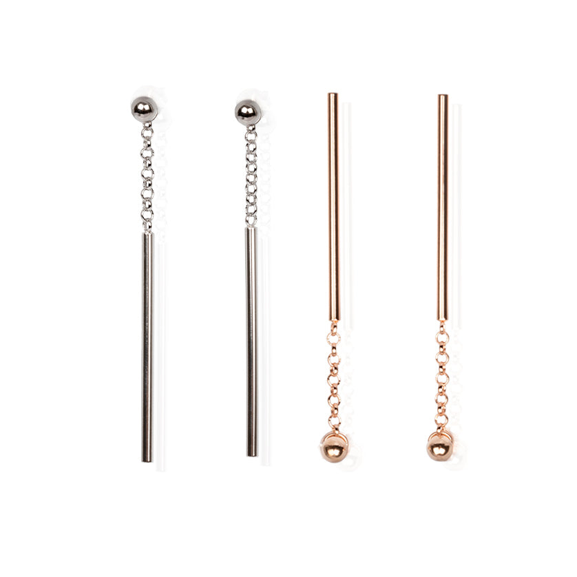 Boucles d'oreilles myamoon modèle Dots Falling or rose et argent, vue alternative