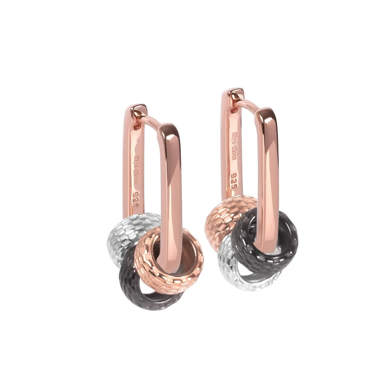 Créoles myamoon modèle Metropolitan Rolling Charm or rose et argent, vue alternative