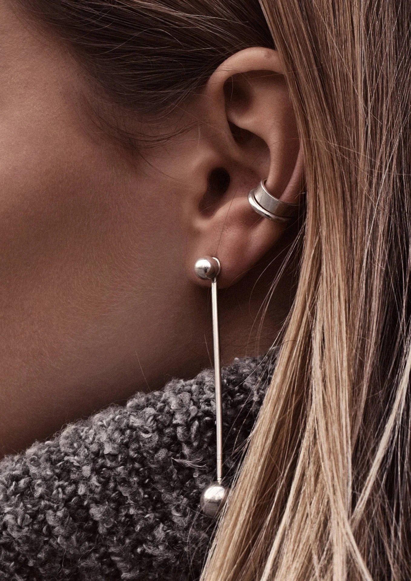 Ear cuff Line NO MORE en argent, vue alternative finale