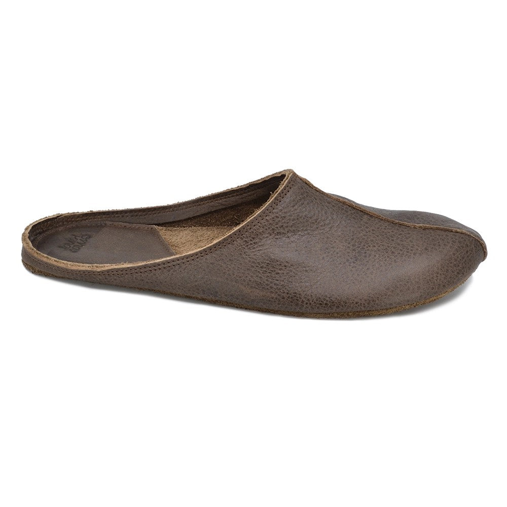 Chaussons unisexes Sulbi en matières recyclées coloris brun foncé, vue produit carrée