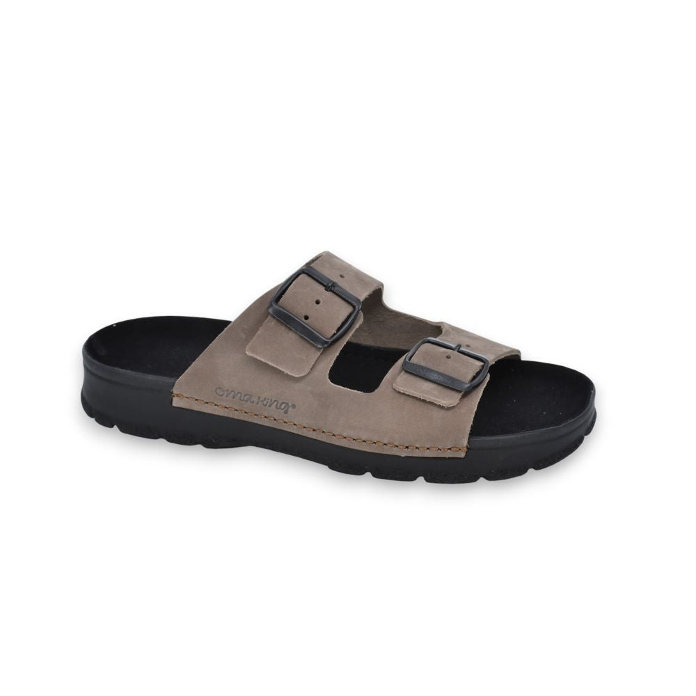 Sandales Meeliku en cuir marron et noir, vue portée