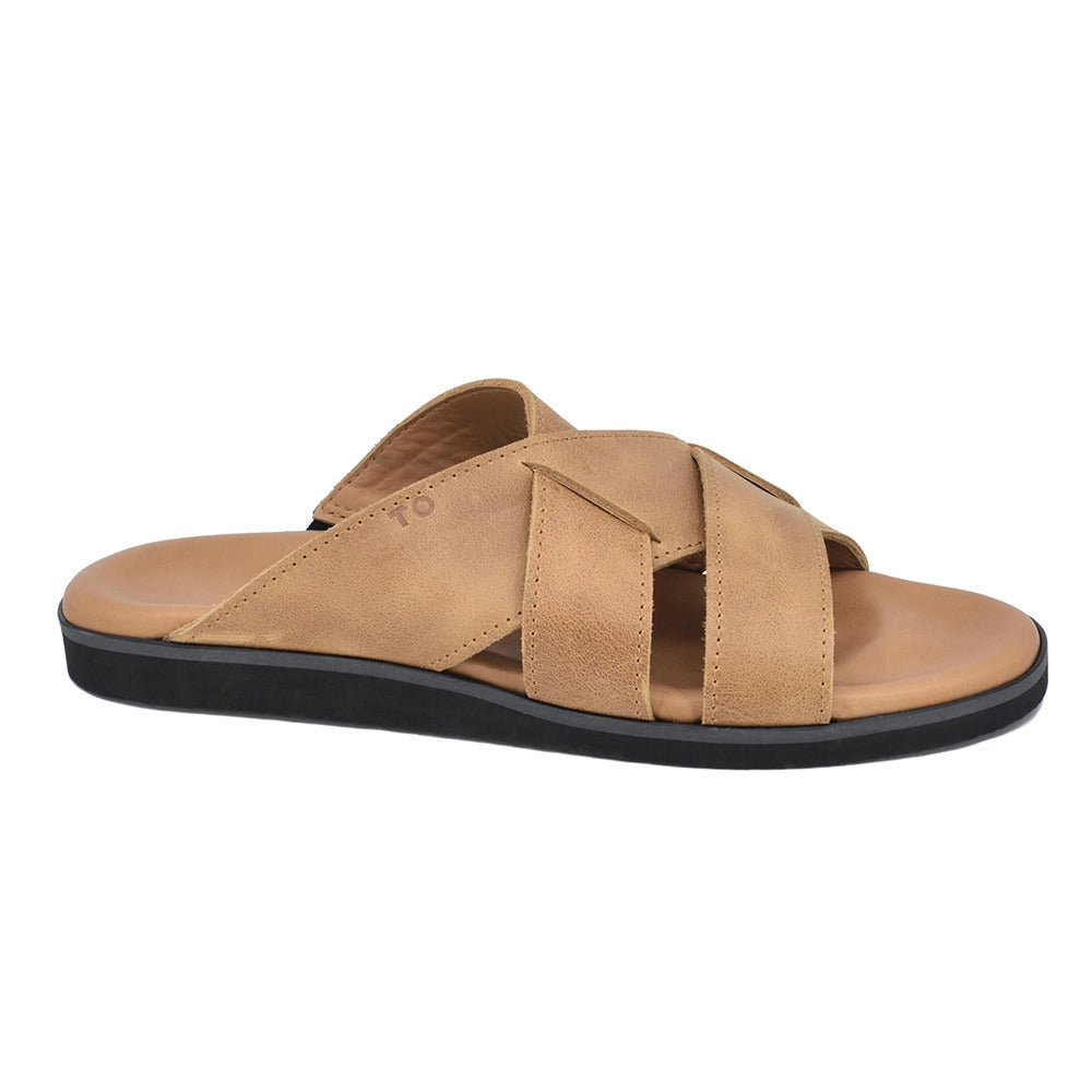 Sandales TOKU Helsinki homme en cuir marron, vue produit