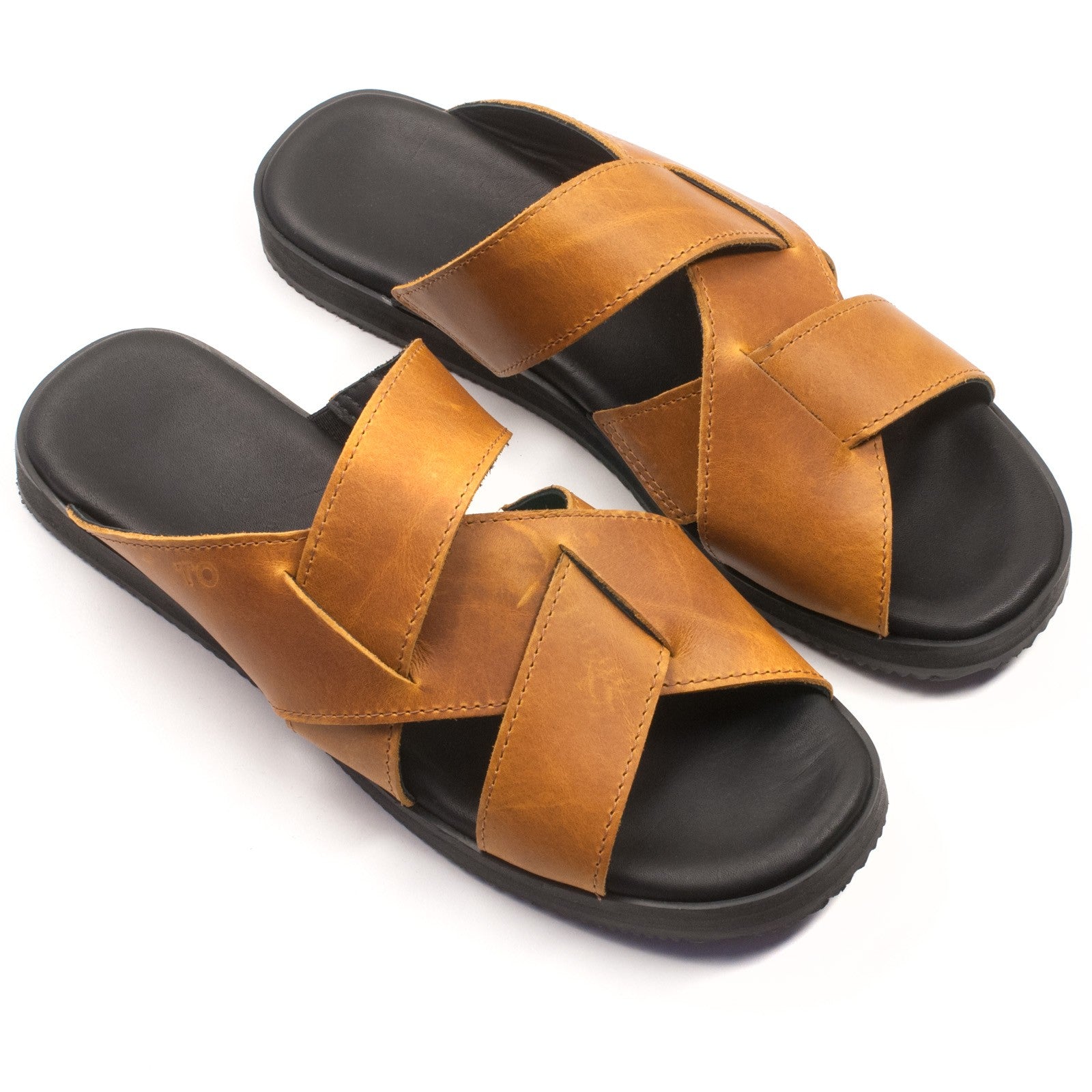 Sandales TOKU Helsinki femme en cuir ocre, vue produit