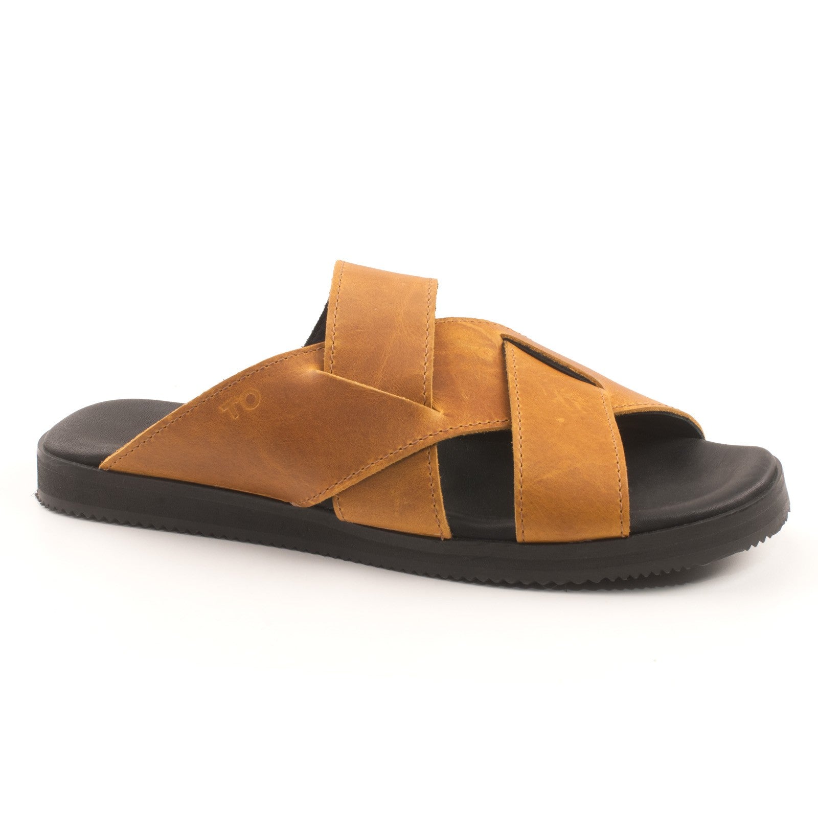 Sandales TOKU Helsinki femme en cuir ocre, vue détaillée