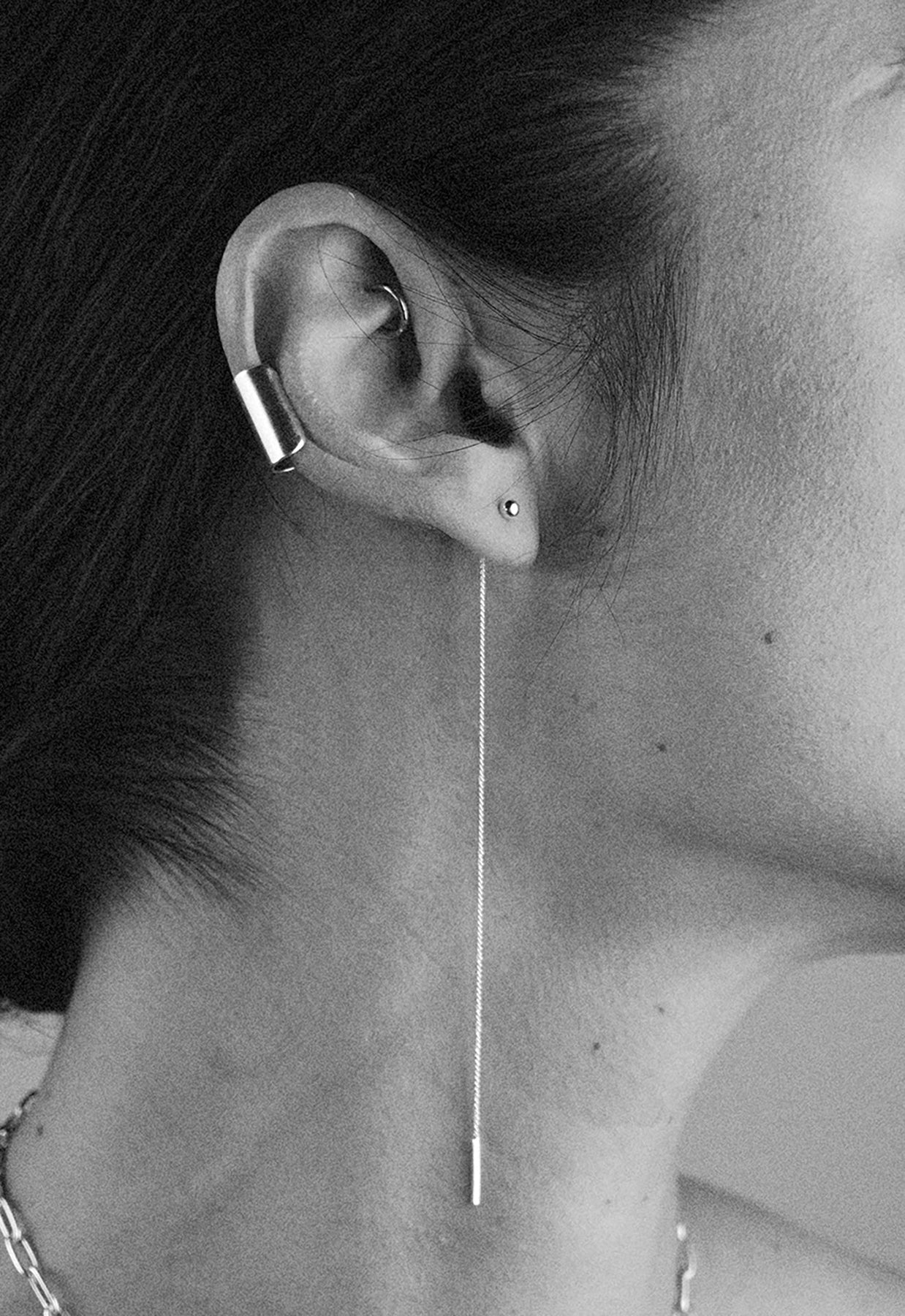 Pin Up Threader Chain Earrings - Silver