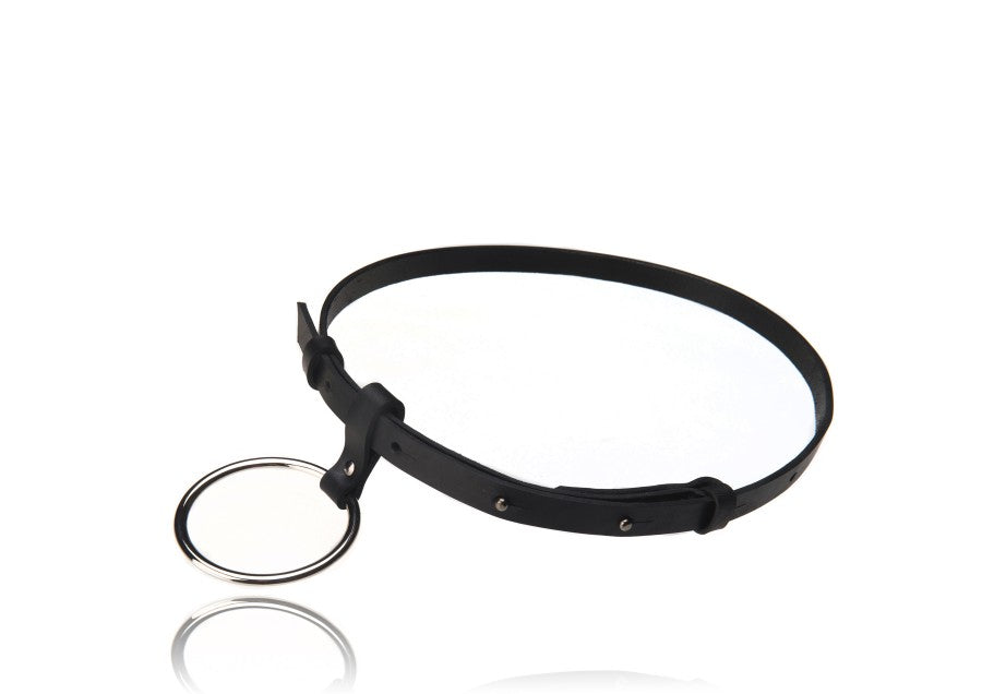Ceinture PYKOK en cuir noir avec chaîne, vue détaillée