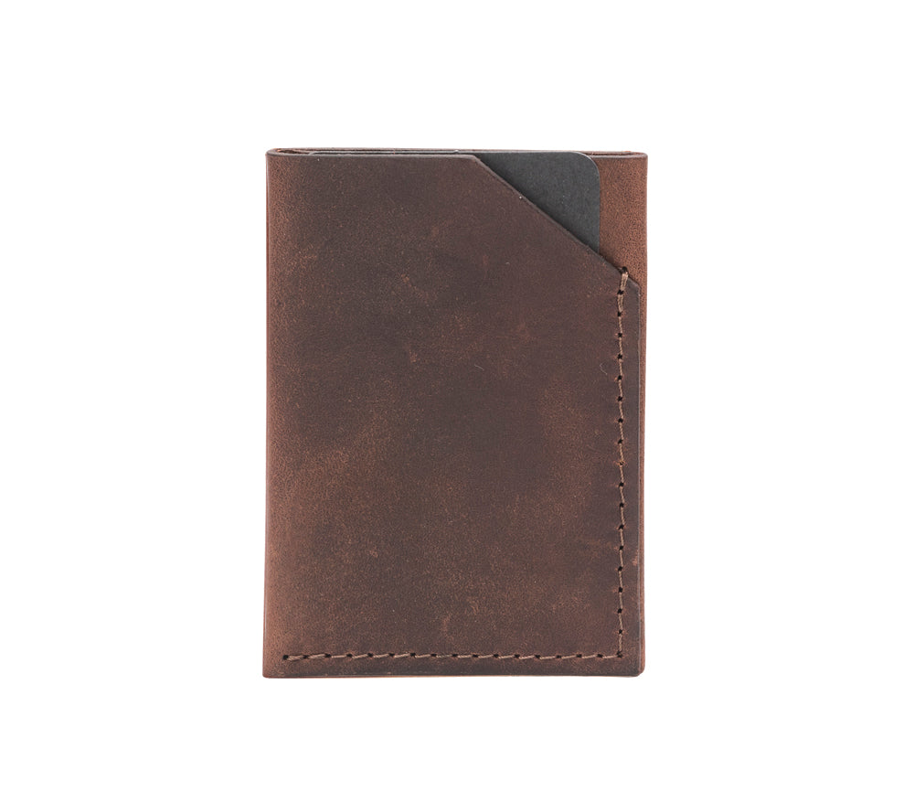 Porte-cartes en cuir à double compartiment, vue verticale