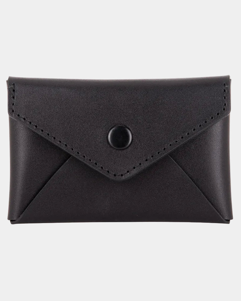 Portefeuille enveloppe en cuir noir RR, design épuré fonctionnel