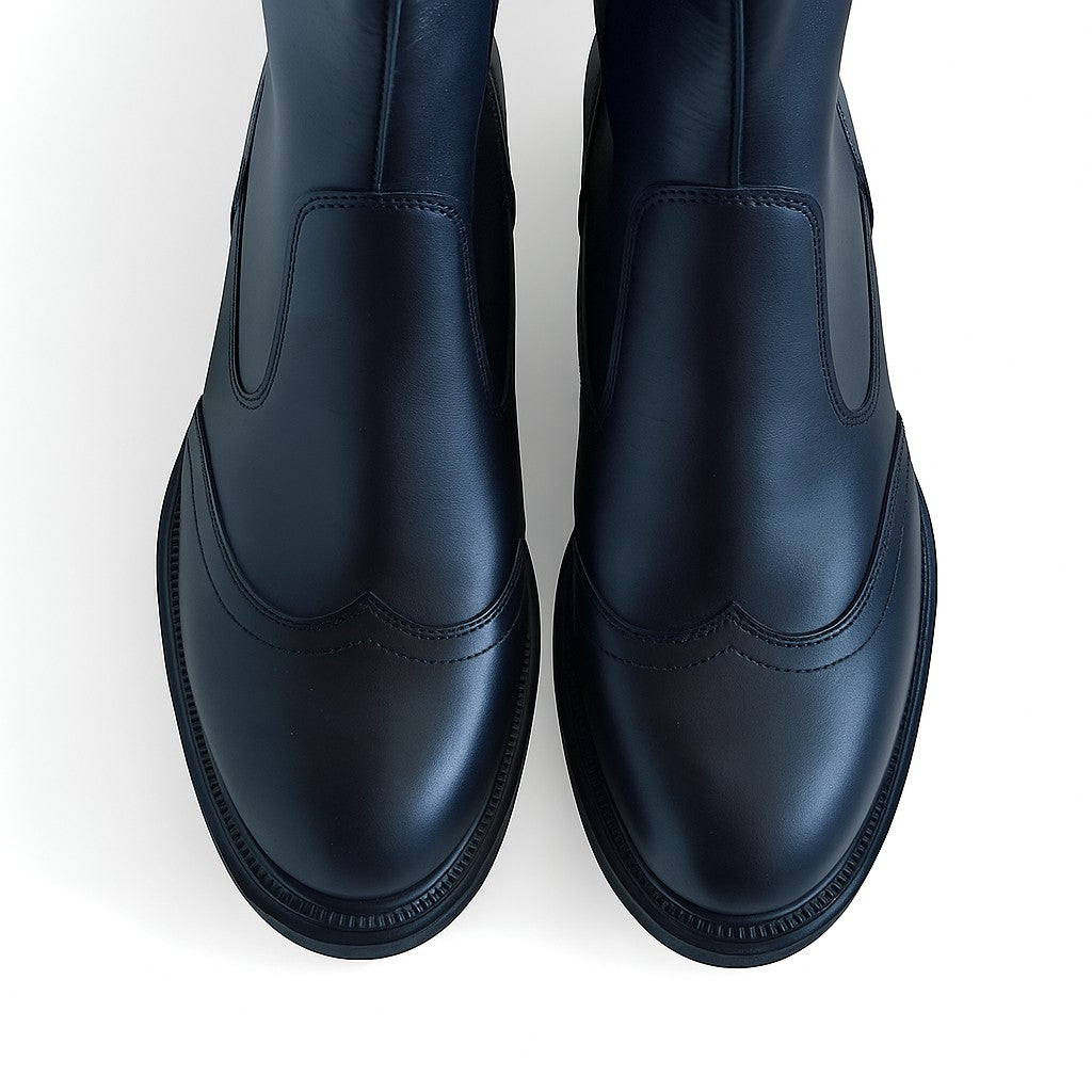 Bottines femme hautes en cuir nappa ultra léger, vue trois quarts