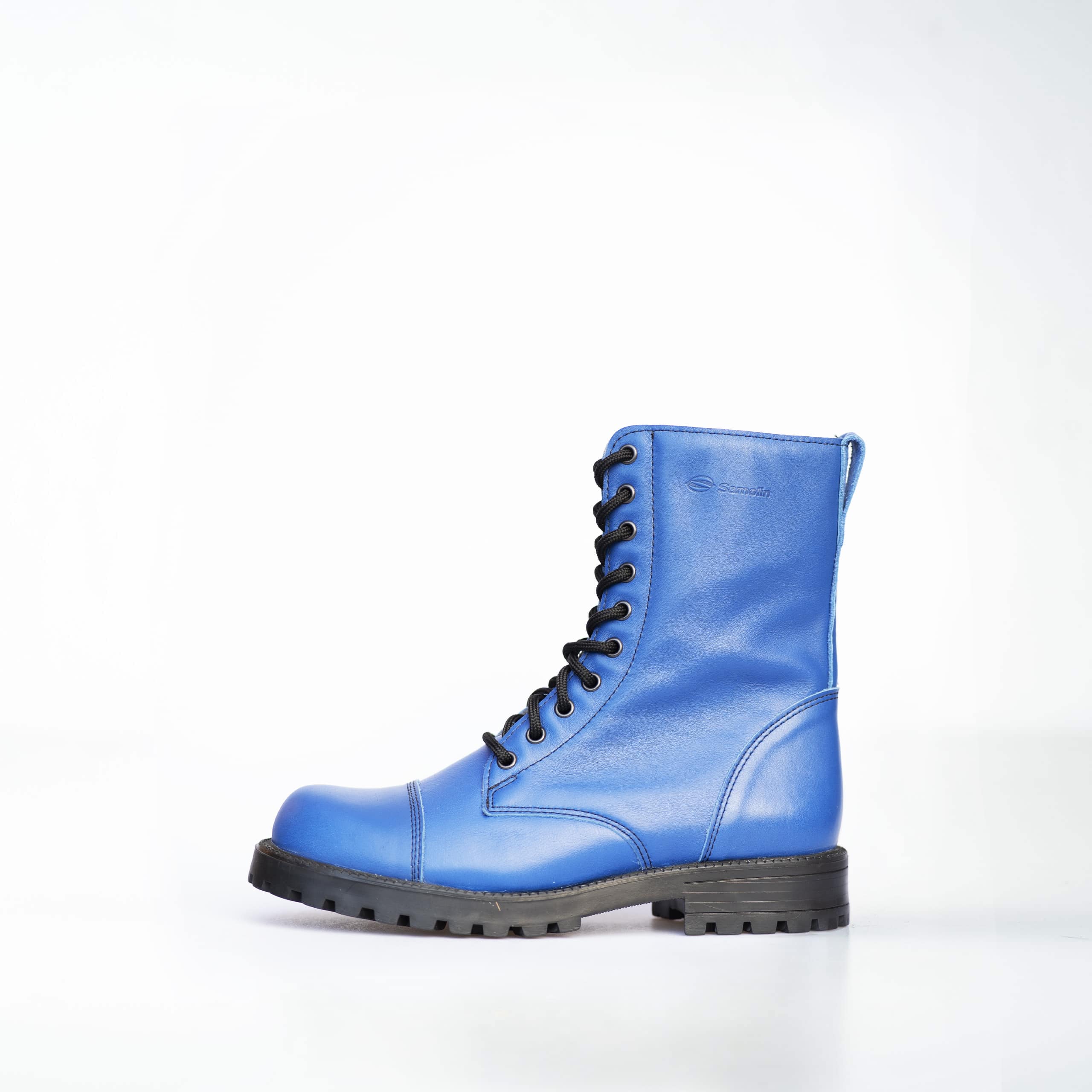 Bottines 511 Blue OmaKing en cuir bleu marine lisse, vue trois quarts
