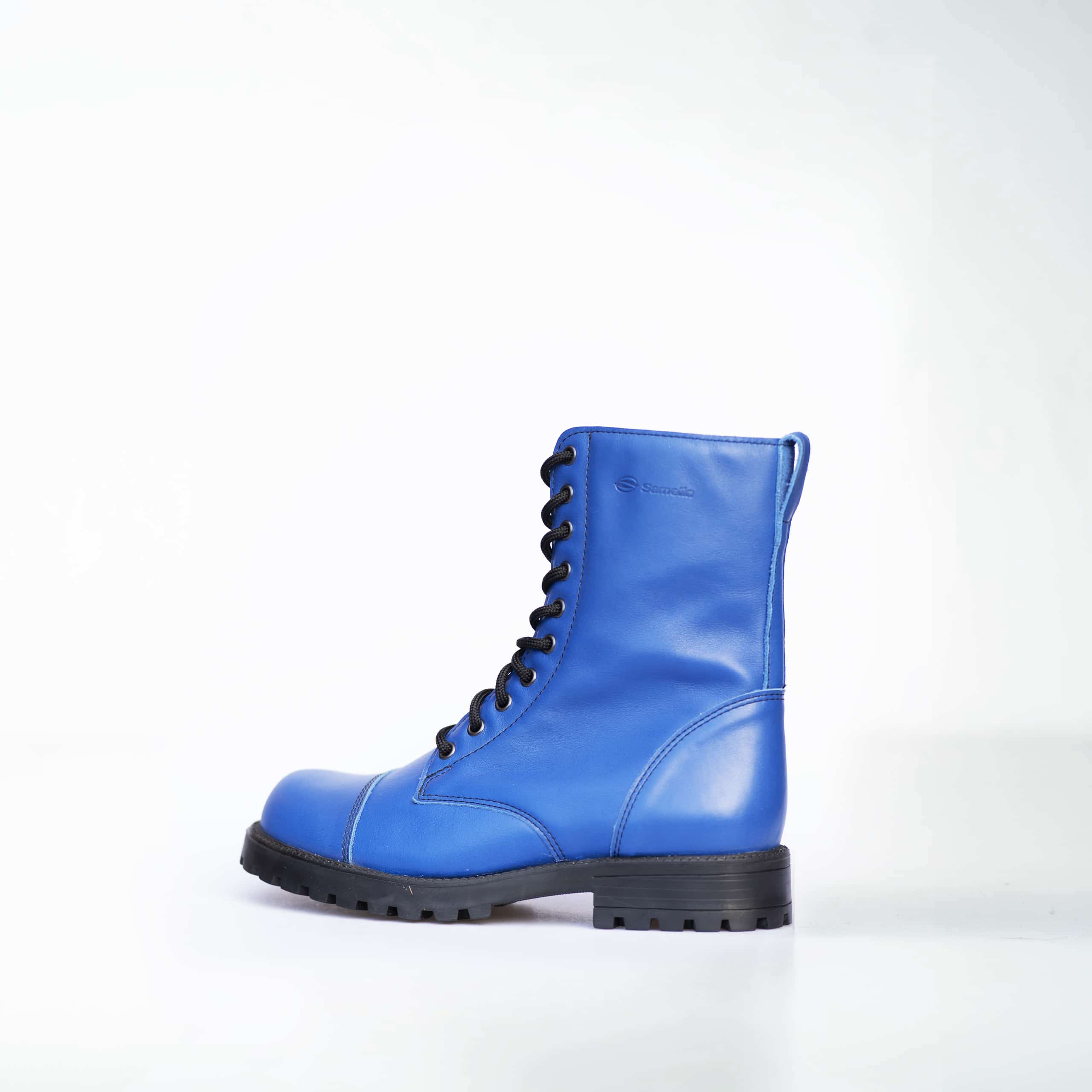 Bottines 511 Blue OmaKing en cuir bleu marine poli, vue de profil