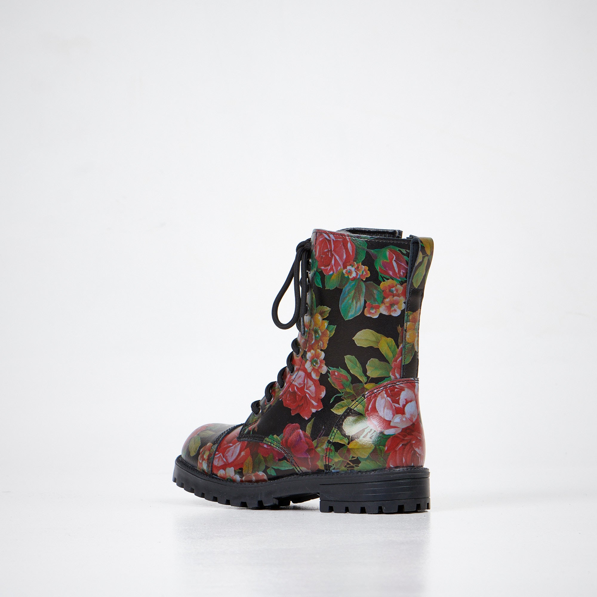 Bottines OmaKing 511 en cuir rouge motif roses, vue alternative