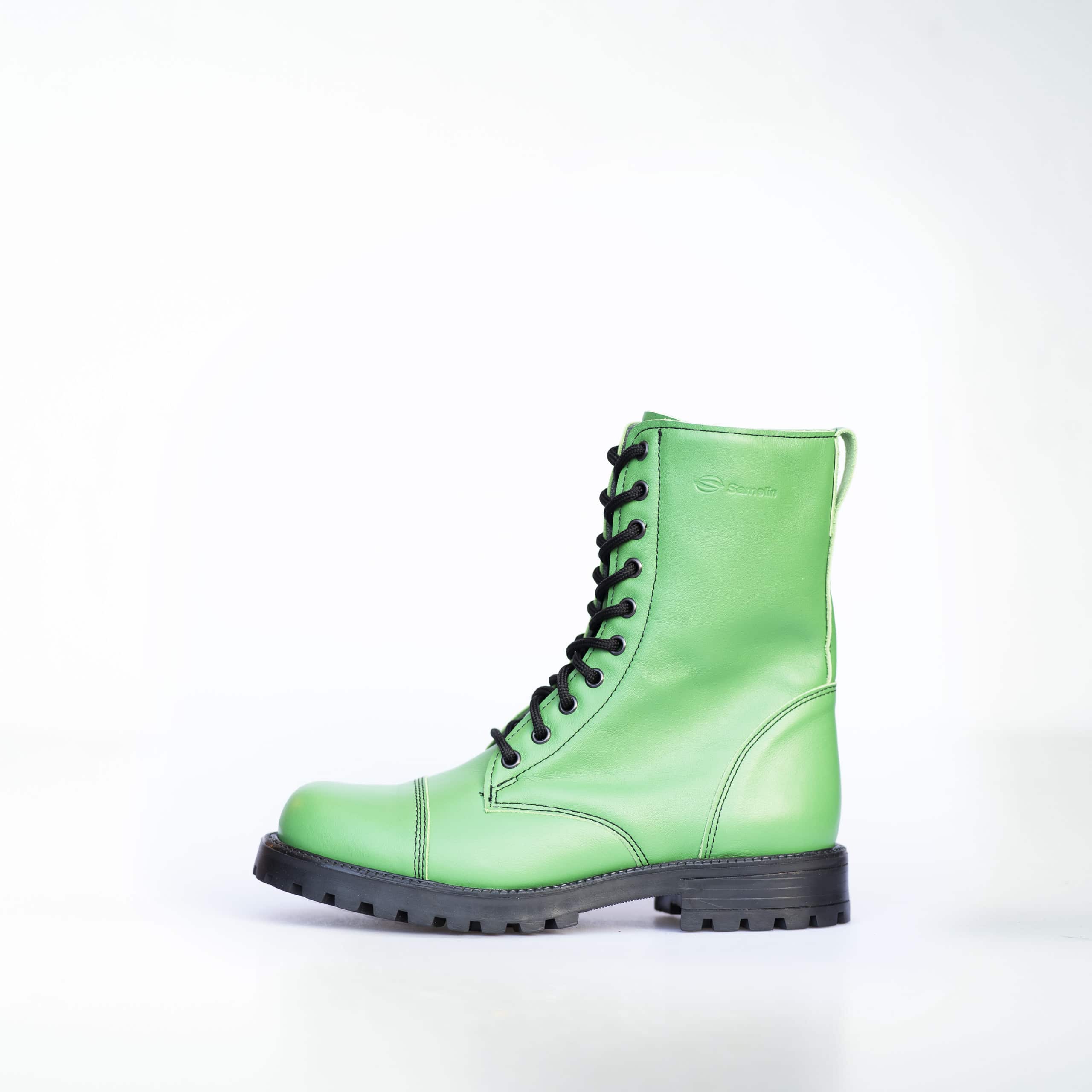 Bottines OmaKing 511 Granny Smith avec zip en cuir vert pomme, vue finale